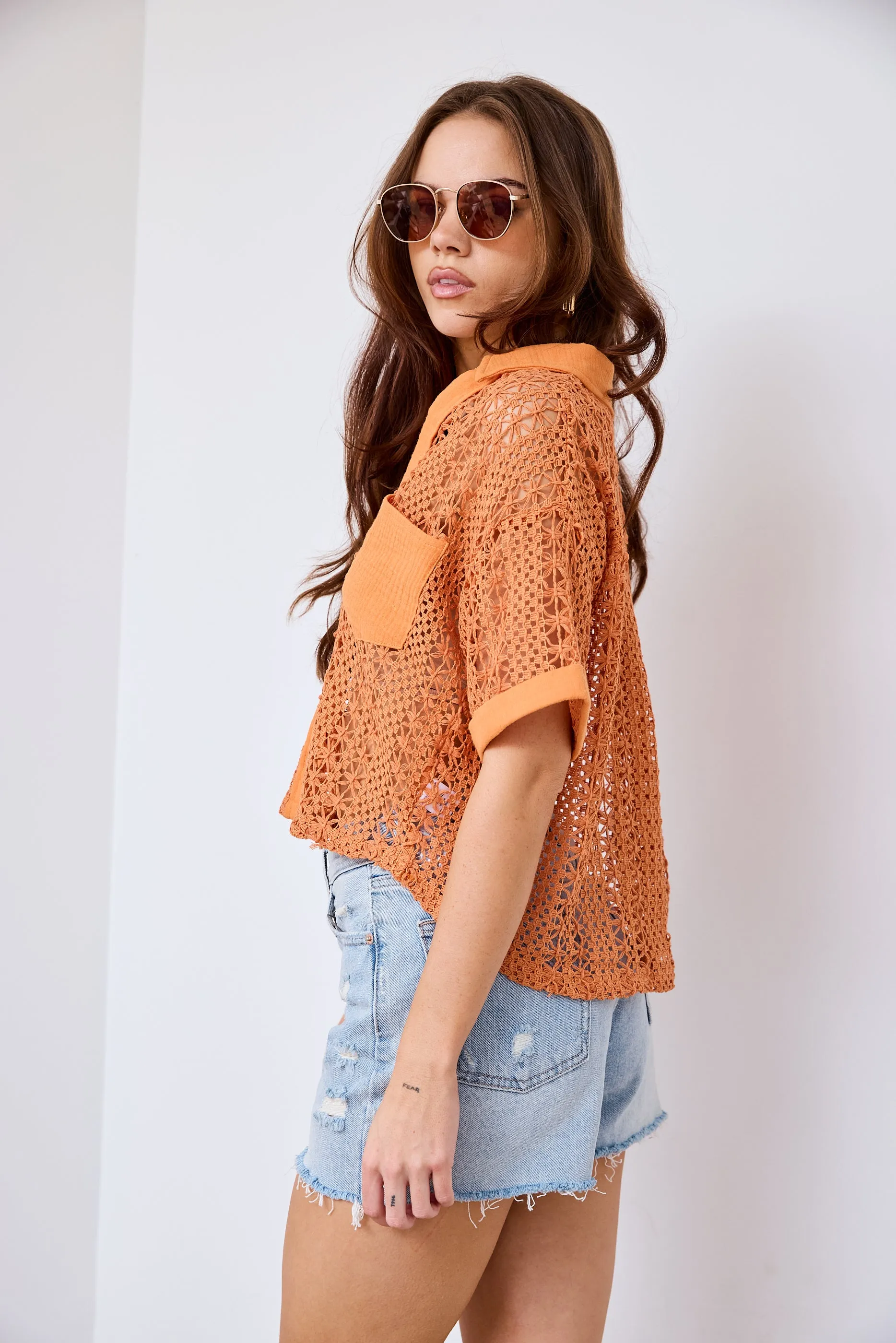 Lindsey Crochet Button Front Top sold by fab'rik product image thumbnail 2