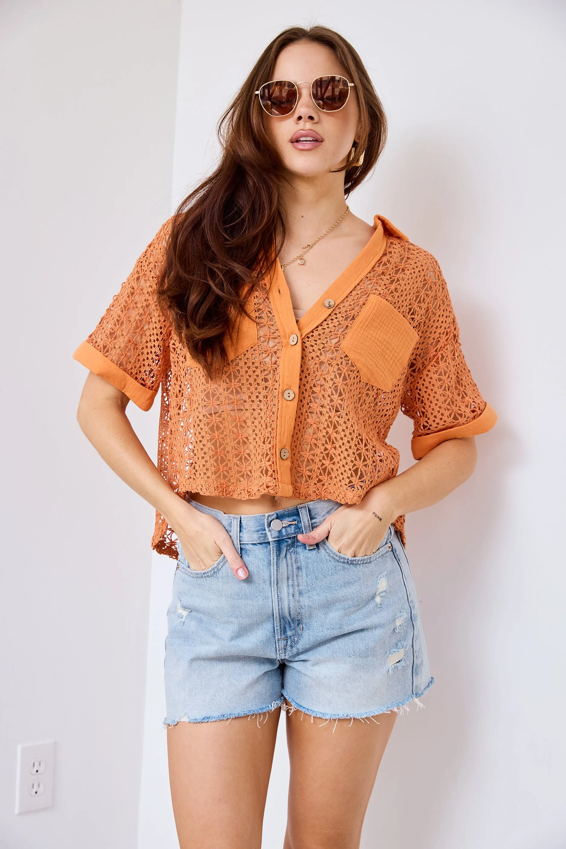 Lindsey Crochet Button Front Top sold by fab'rik product image thumbnail 4
