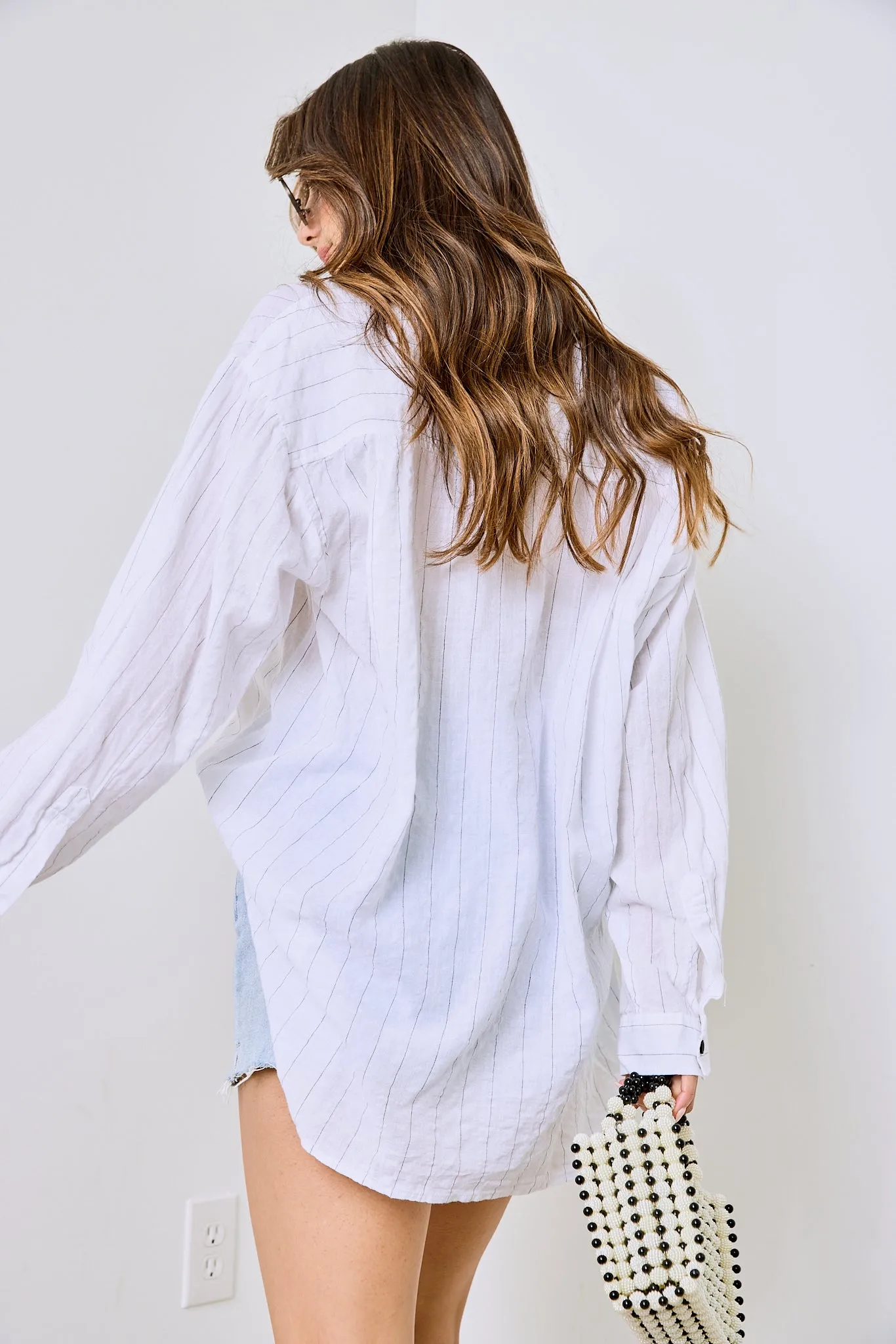 Skyla Linen Stripe Shirt sold by fab'rik product image thumbnail 3