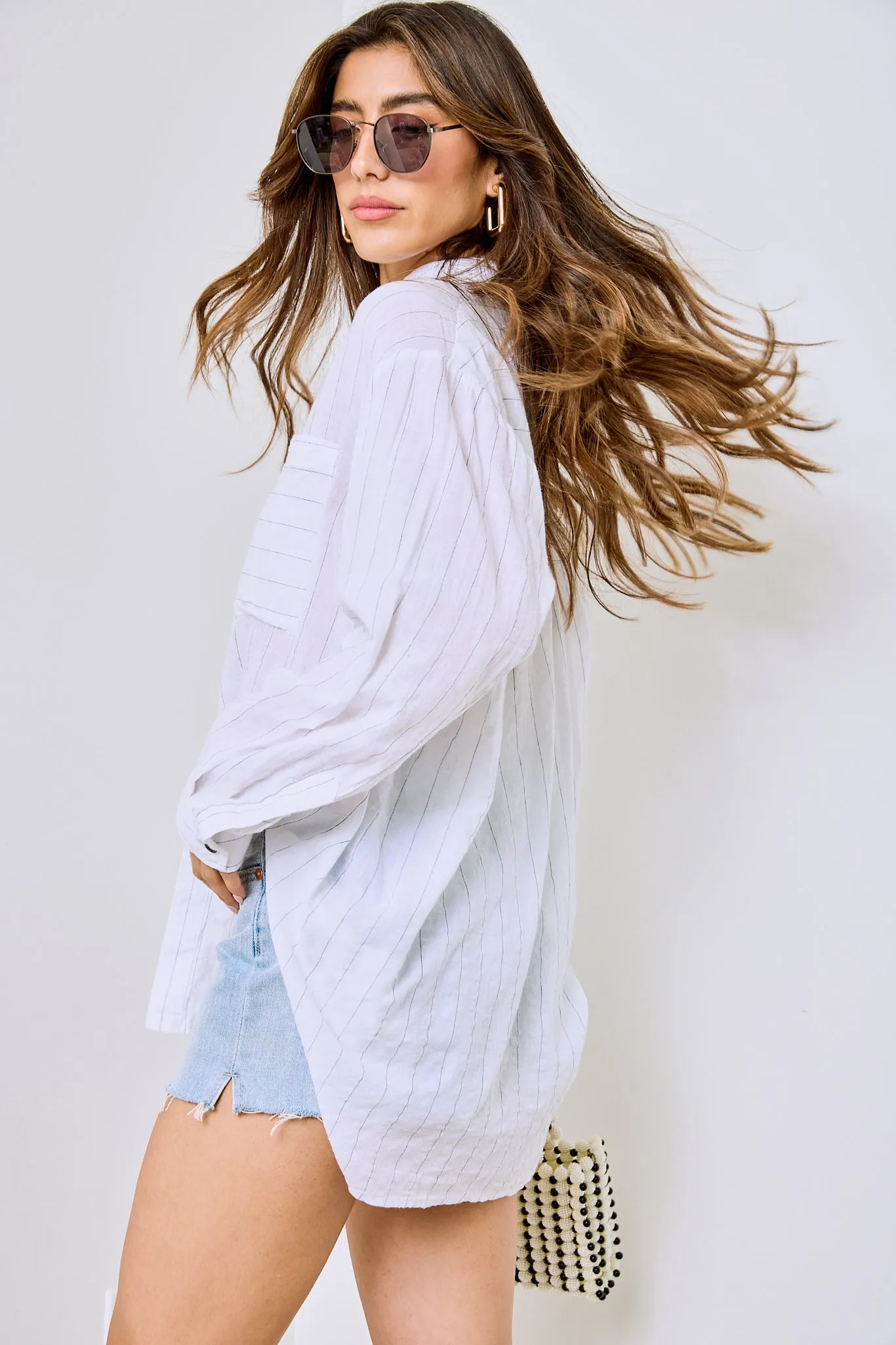 Skyla Linen Stripe Shirt sold by fab'rik product image thumbnail 2