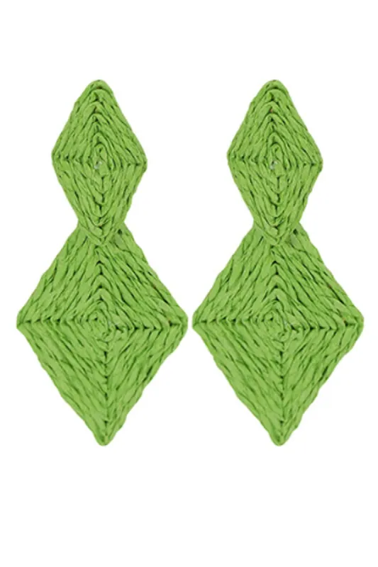 SALE - Chantelle Linked Diamond Shape Raffia Earrings sold by fab'rik