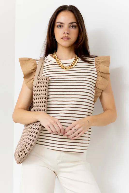 Lewis Mixed Media Stripe Knit Top sold by fab'rik