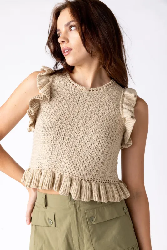 SALE - Lenny Ruffled Crochet Knit Top sold by fab'rik