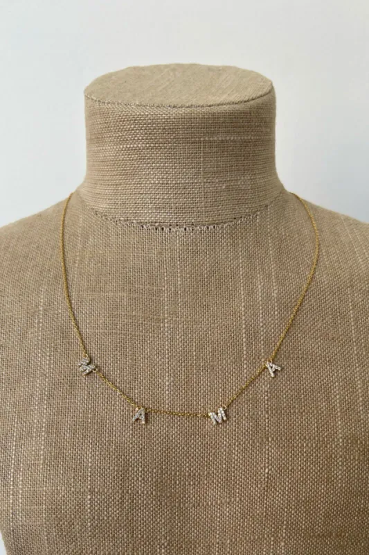 SALE - Lara CZ MAMA Letter Station Necklace sold by fab'rik