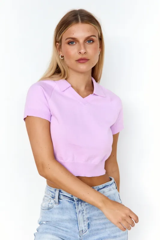 SALE - Veronica Cropped Collared Sweater sold by fab'rik