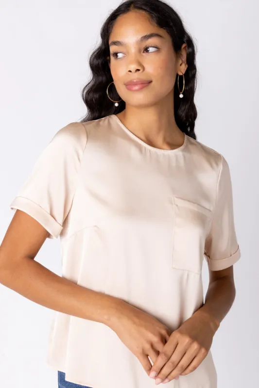 SALE - Jaime Satin Short Sleeve Top sold by fab'rik