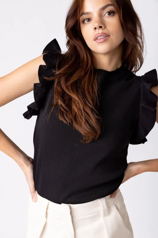 SALE - Perkins Ruffle Sleeve Knit Top sold by fab'rik