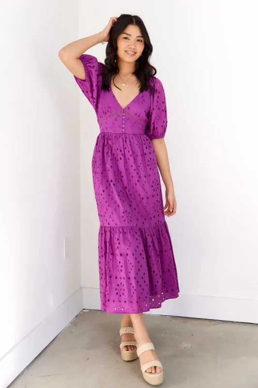 SALE - Raven Eyelet Midi Dress sold by fab'rik