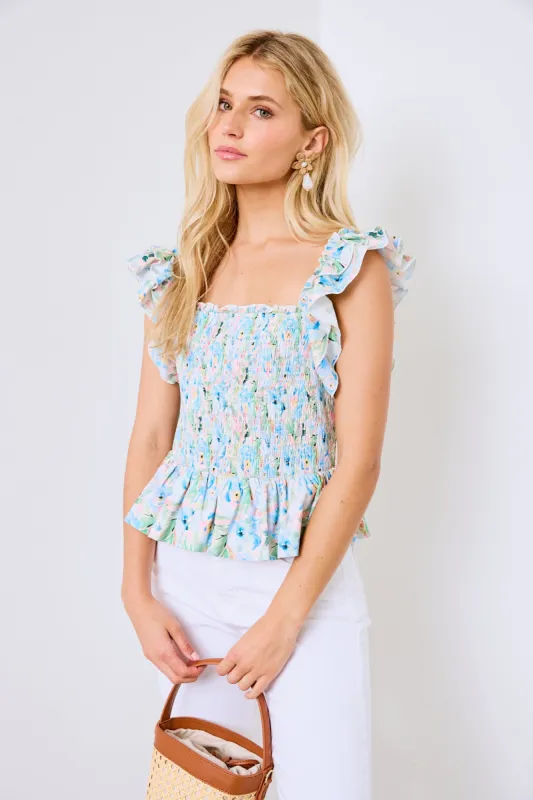 SALE - Ameera Floral Smocked Peplum Top sold by fab'rik