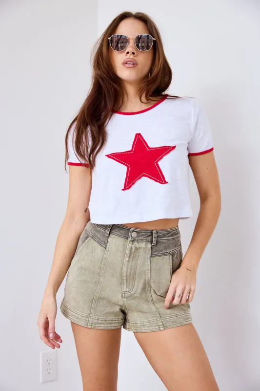 Amina Star Detail Tee sold by fab'rik