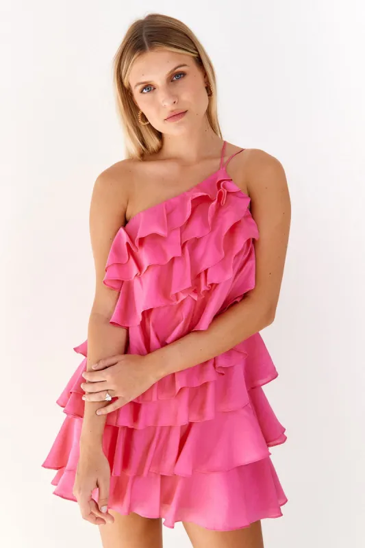 Dani One Shoulder Ruffle Mini Dress sold by fab'rik