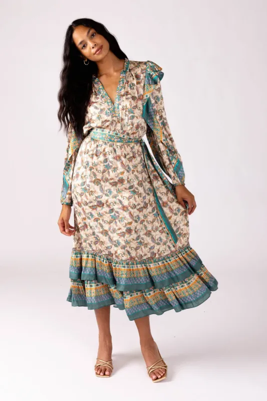 Juliet Paisley Maxi Dress - L - GREEN sold by fab'rik