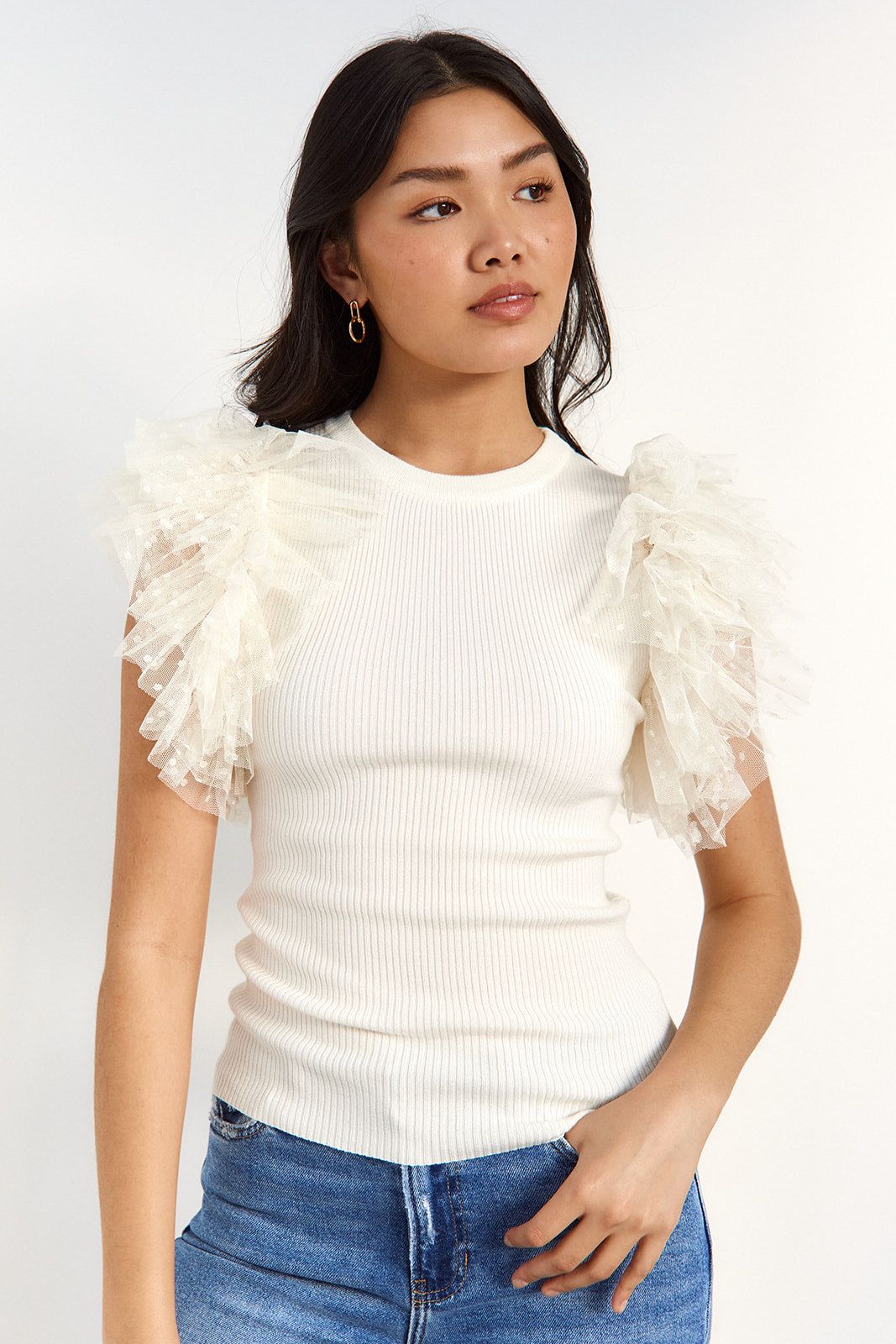 SALE - Ireland Tulle Sleeve Top sold by fab'rik