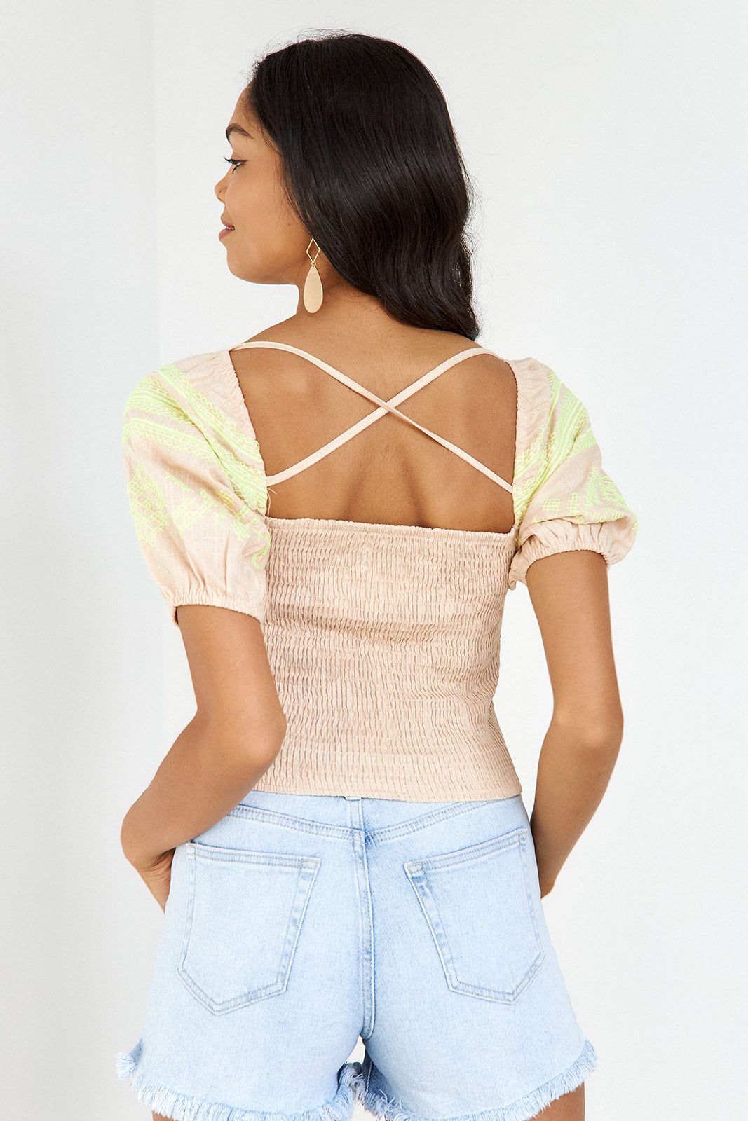 SALE - Molly Embroidered Detail Smocked Blouse sold by fab'rik product image thumbnail 2