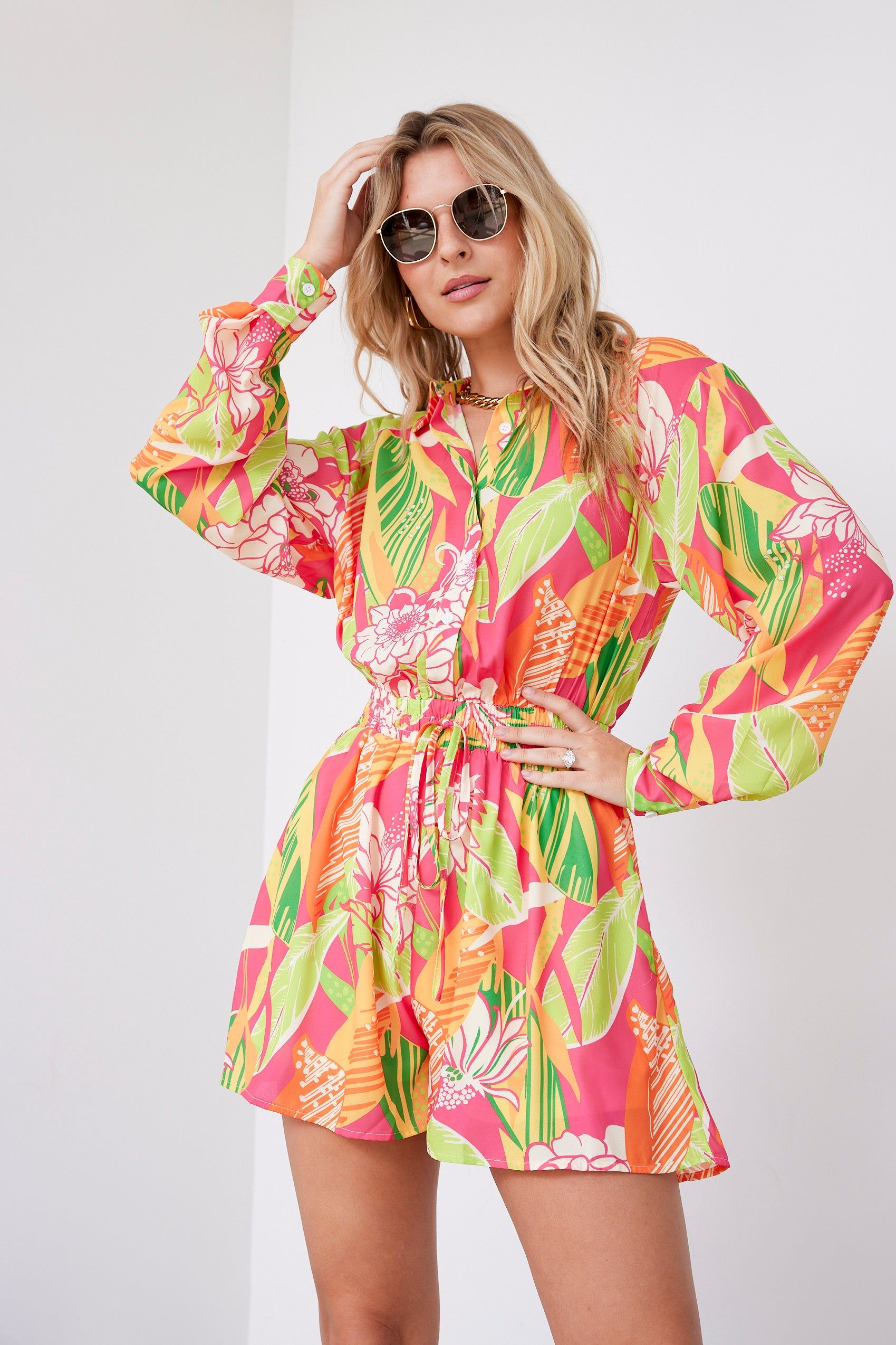 Shannon Printed Woven Romper sold by fab'rik
