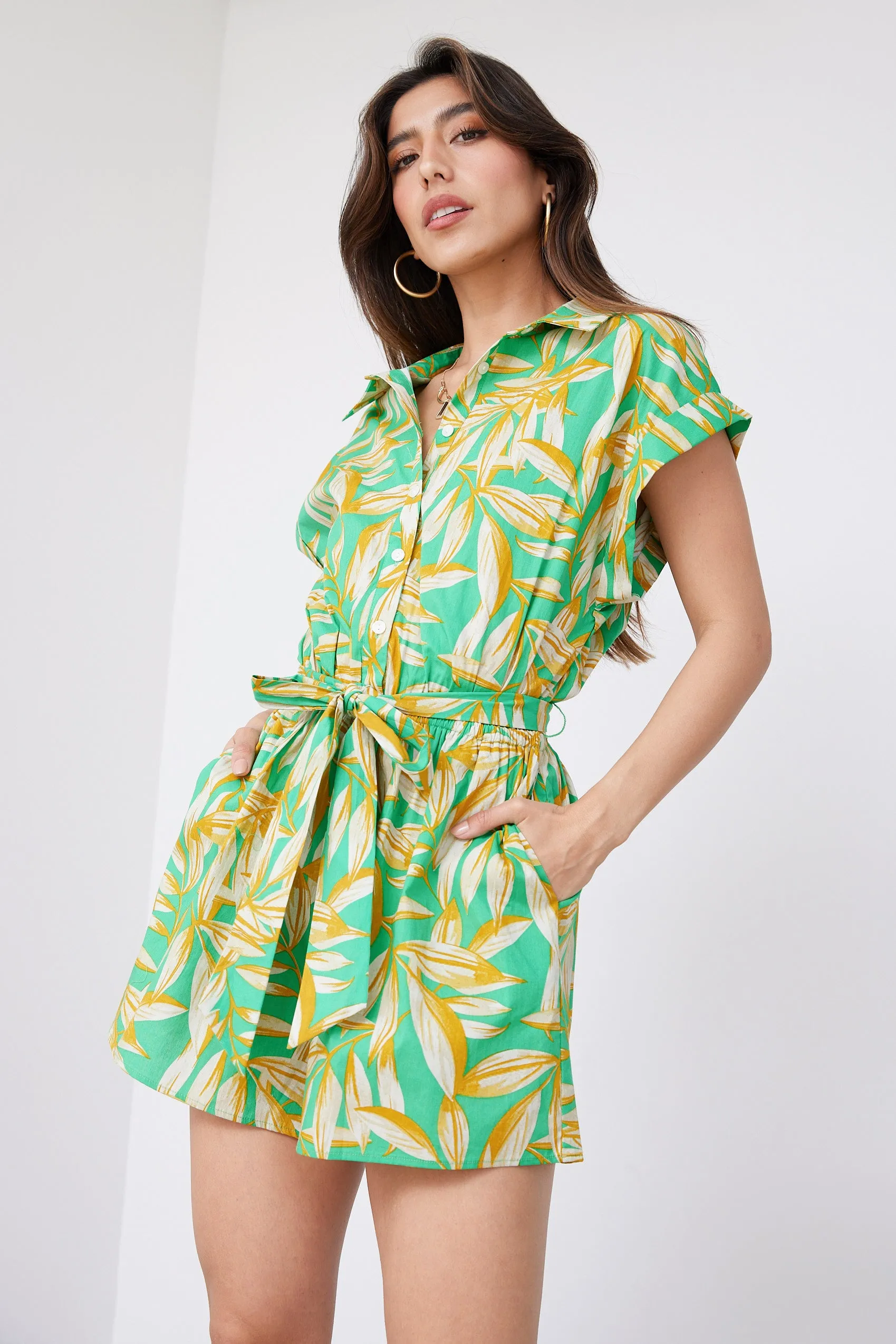 Jacobs Printed Tie Waisted Romper sold by fab'rik
