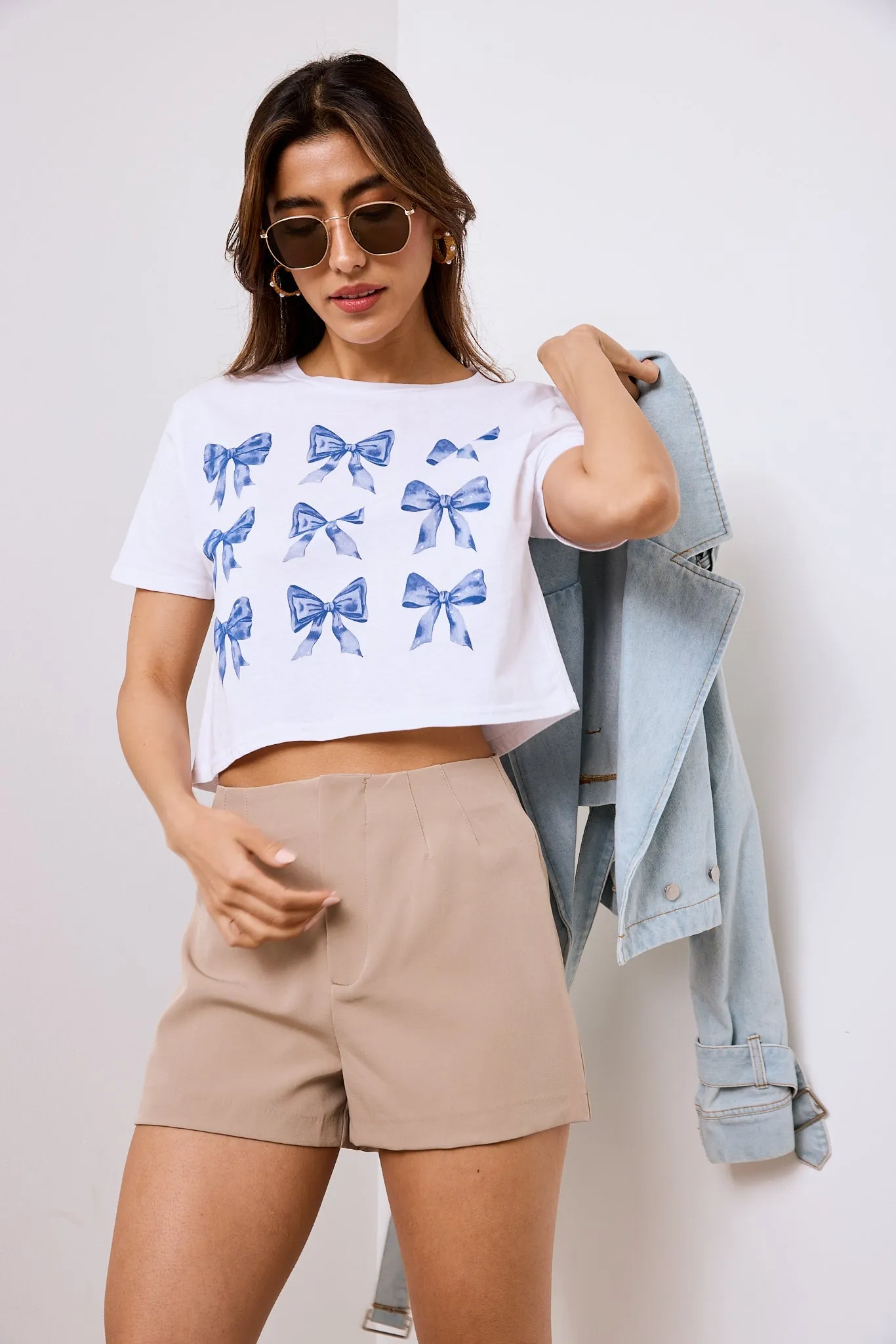 Beatrix Bow Cropped Tee sold by fab'rik