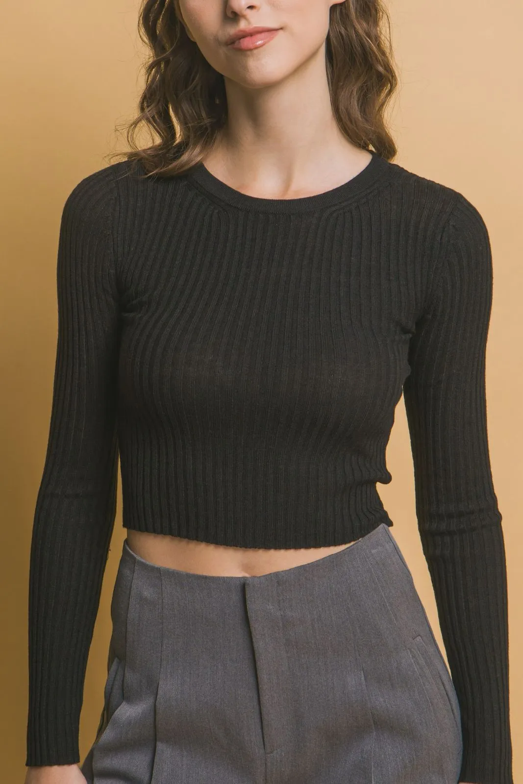 SALE - Marcel Cropped Ribbed Long Sleeve Top sold by fab'rik product image thumbnail 4