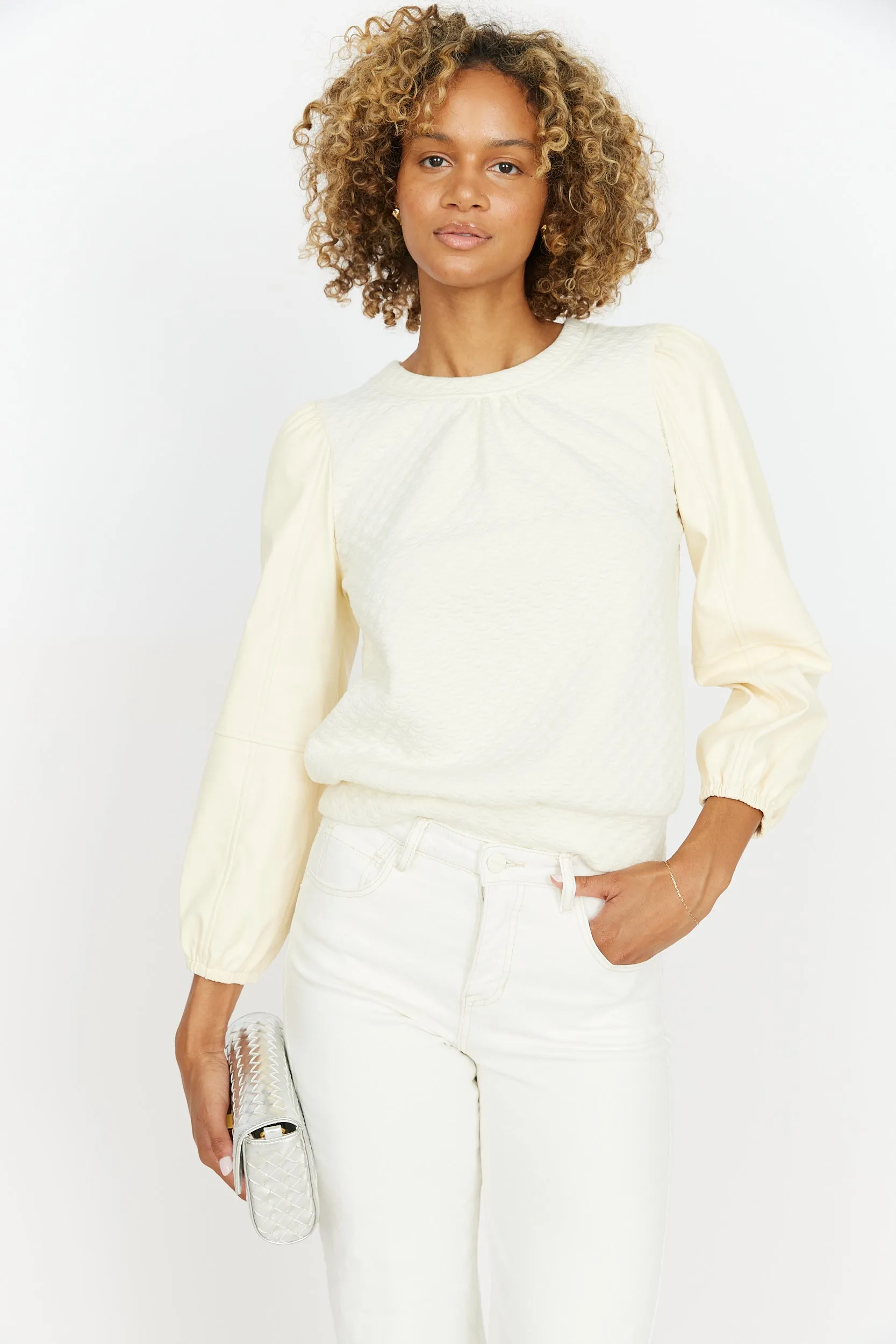 SALE - Wells Vegan Leather Sleeve Top sold by fab'rik