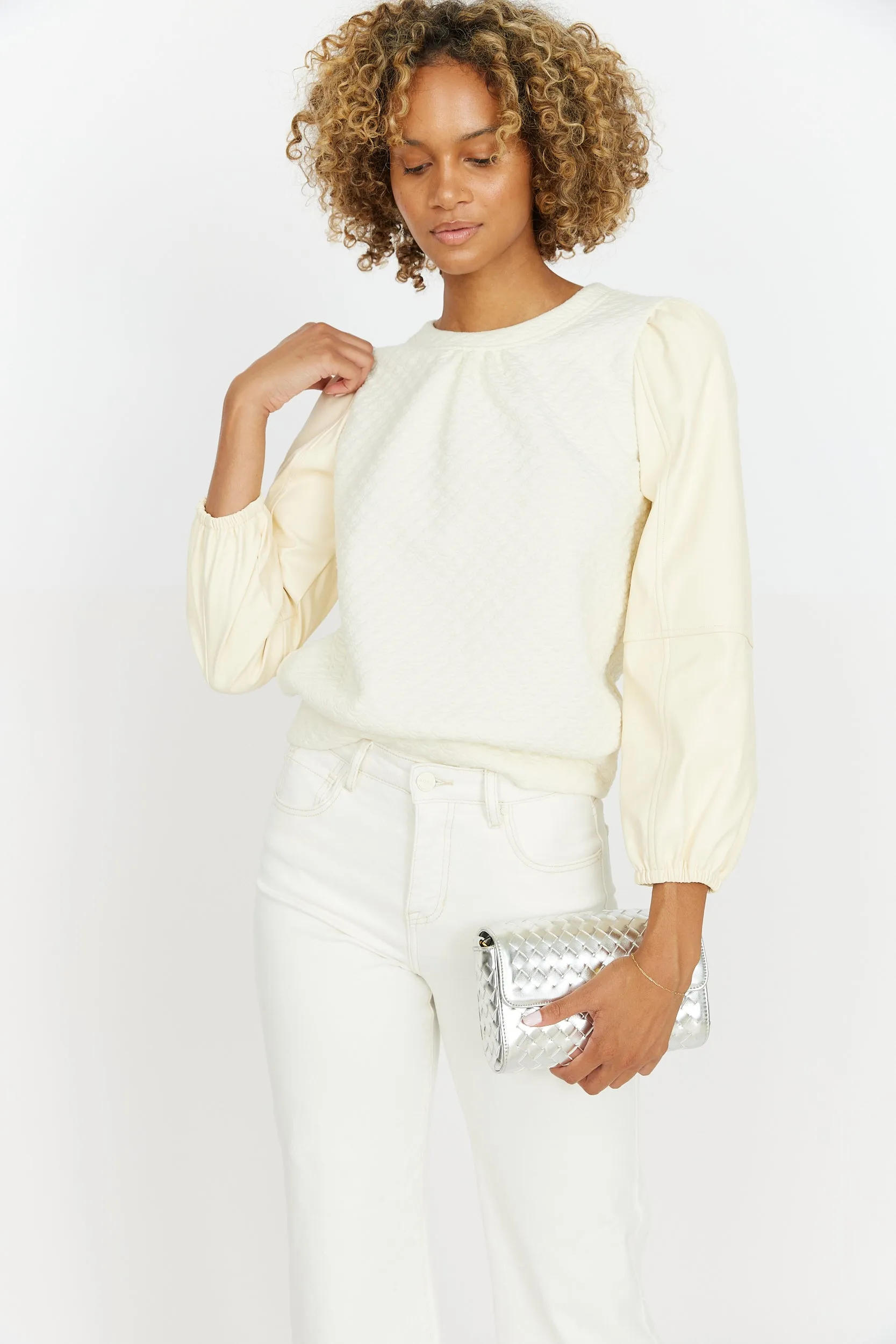 SALE - Wells Vegan Leather Sleeve Top sold by fab'rik product image thumbnail 4