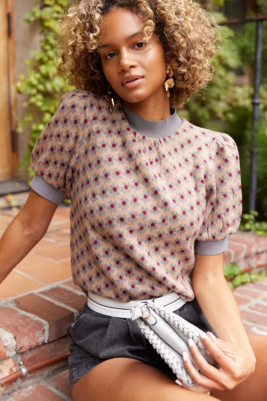 SALE - Trey Knit Floral Puff Sleeve Top sold by fab'rik