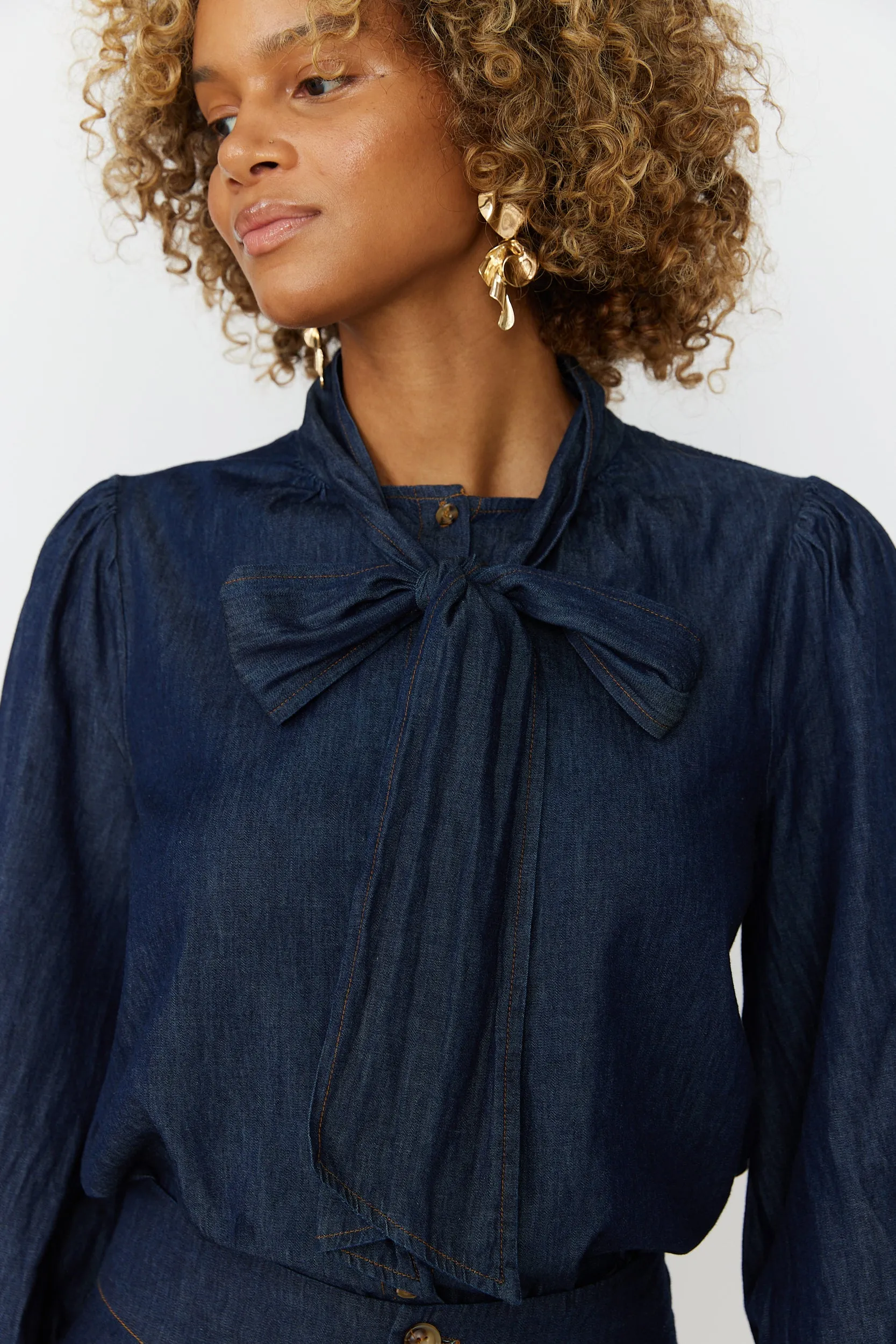 Altha Tie Detail Denim Top sold by fab'rik product image thumbnail 4