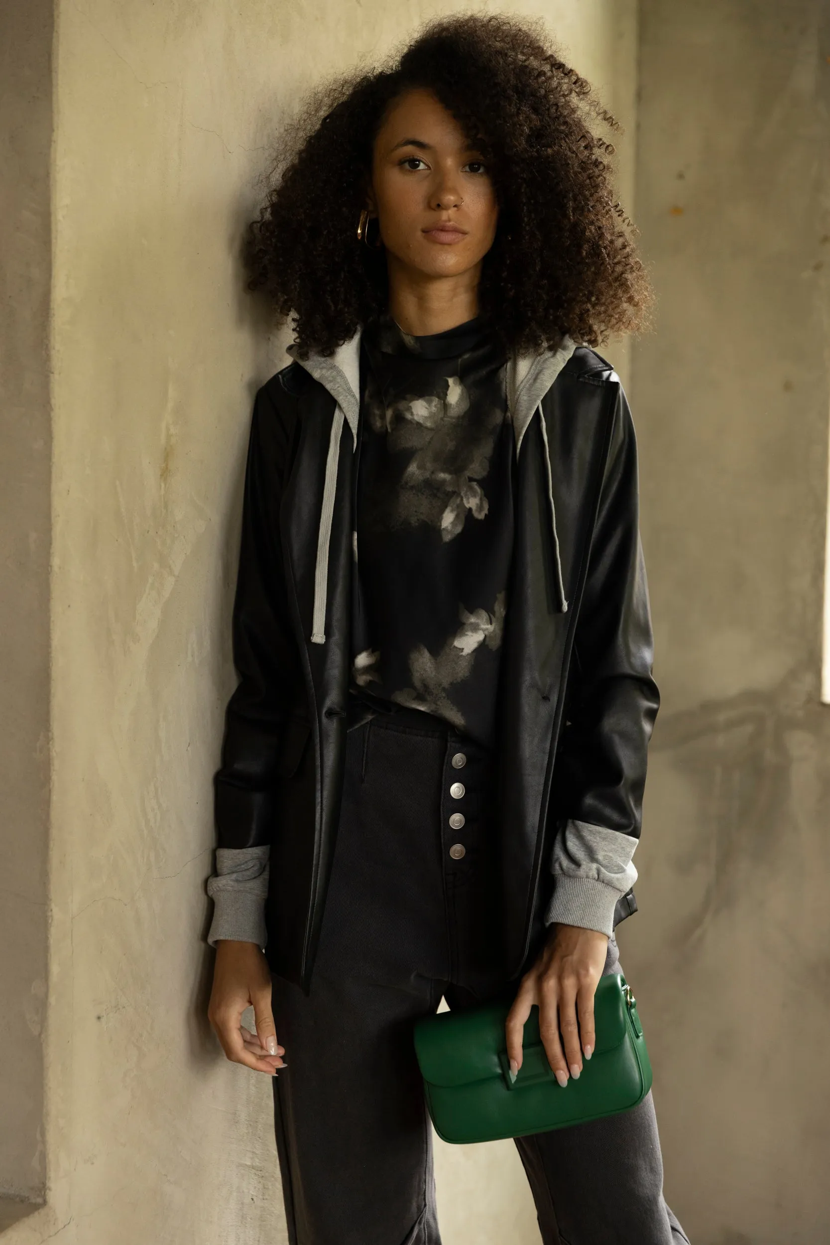 SALE - Wells Hooded Faux Leather Blazer sold by fab'rik