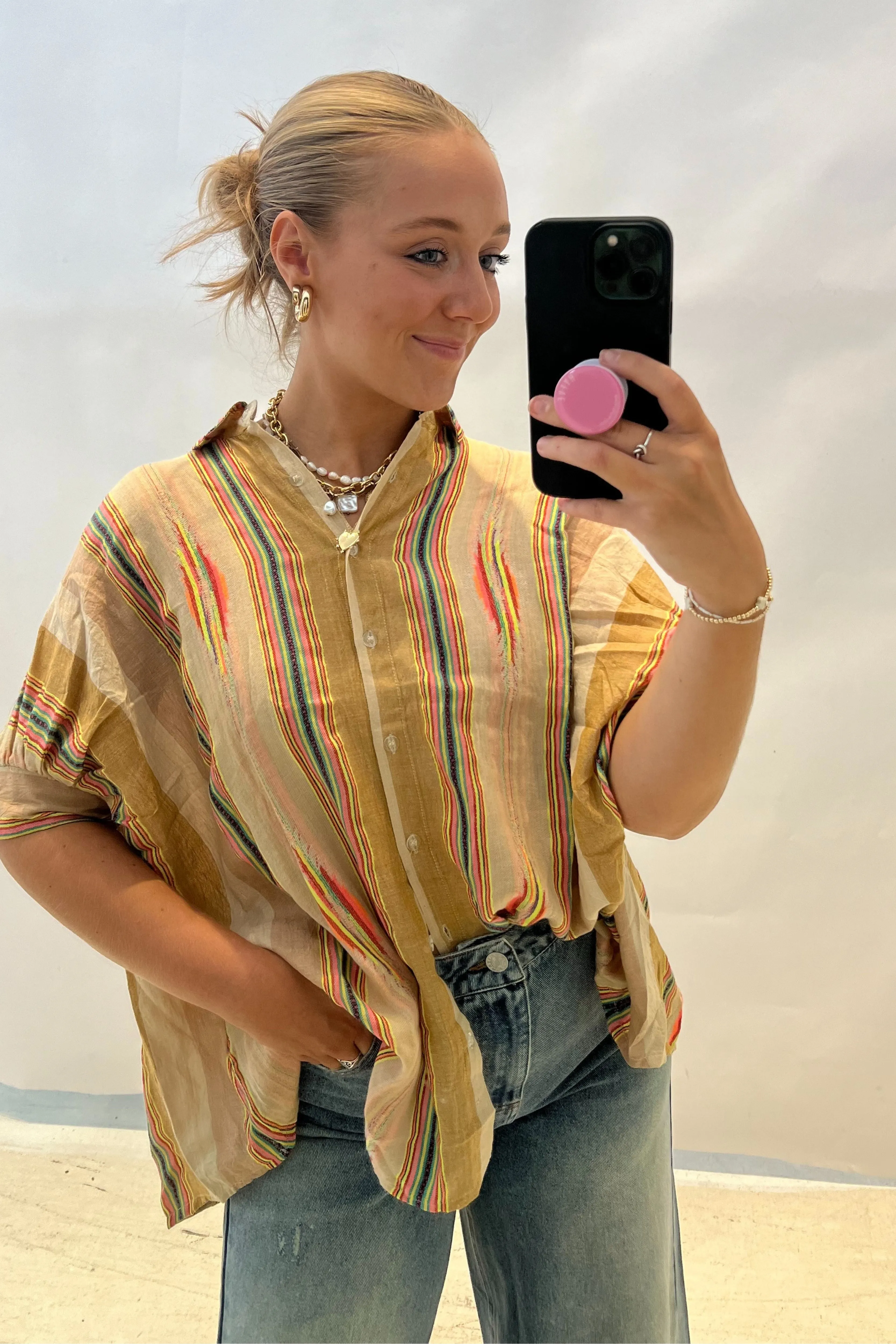 SALE - Joanna Stripe Button Down Blouse sold by fab'rik