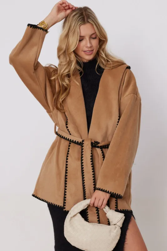 Mills Contrast Stitch Tie Waist Jacket sold by fab'rik