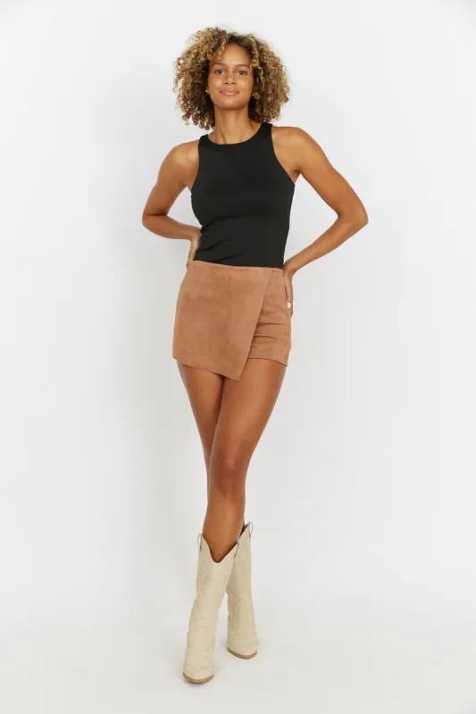 Cannon Faux Suede Wrap Skort made by HYFVE