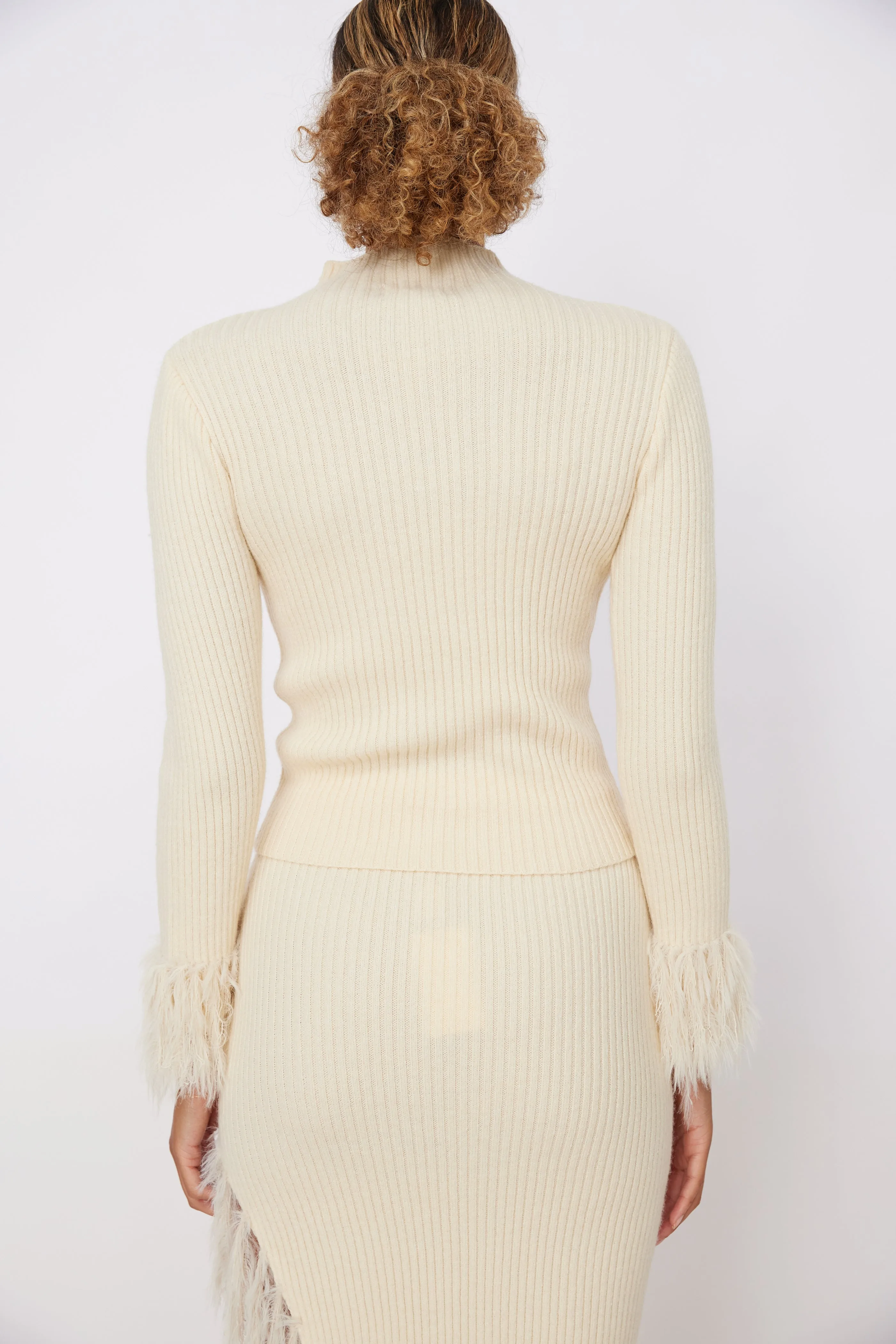 Zach Feathered Fringe Mock Neck Sweater sold by fab'rik product image thumbnail 4