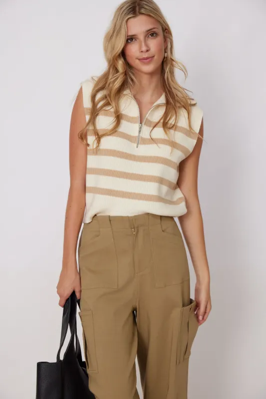 SALE - Coleman Zip Front Short Sleeve Sweater sold by fab'rik