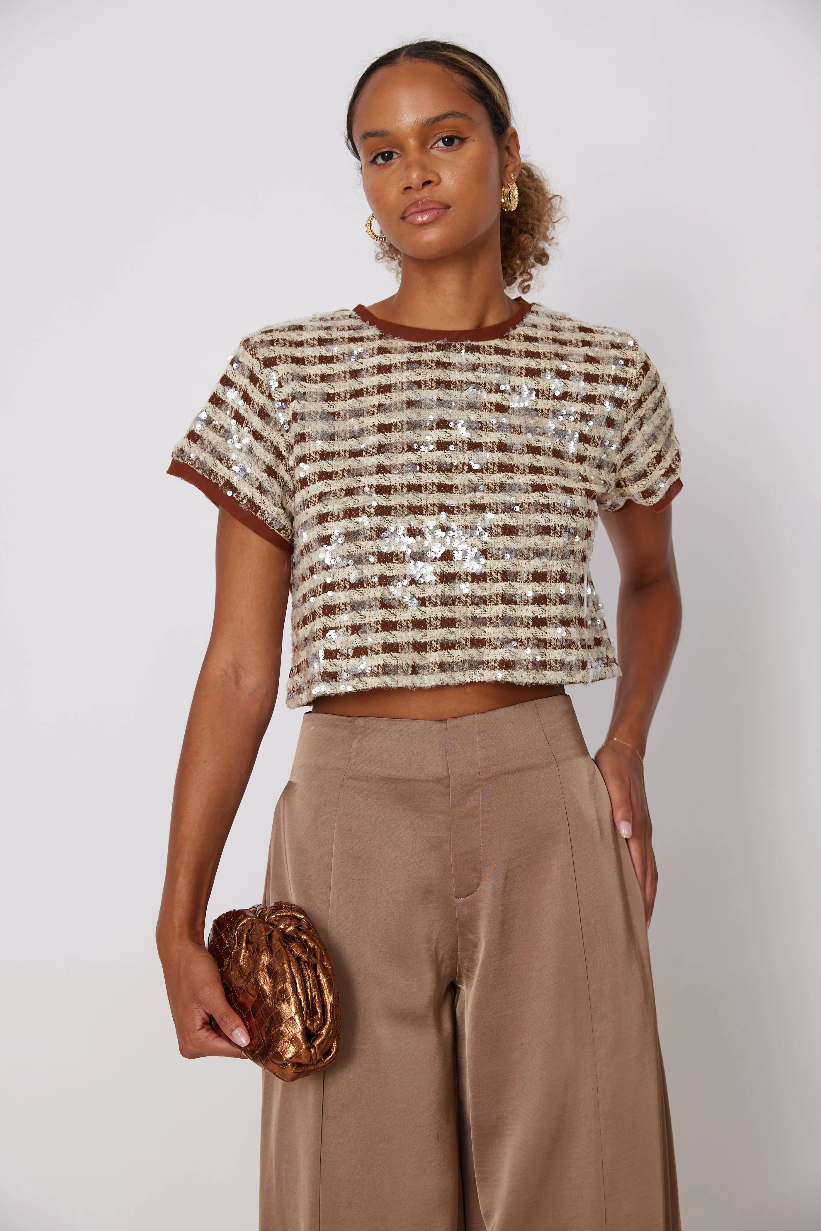 Bonnie Sequin Plaid Top sold by fab'rik