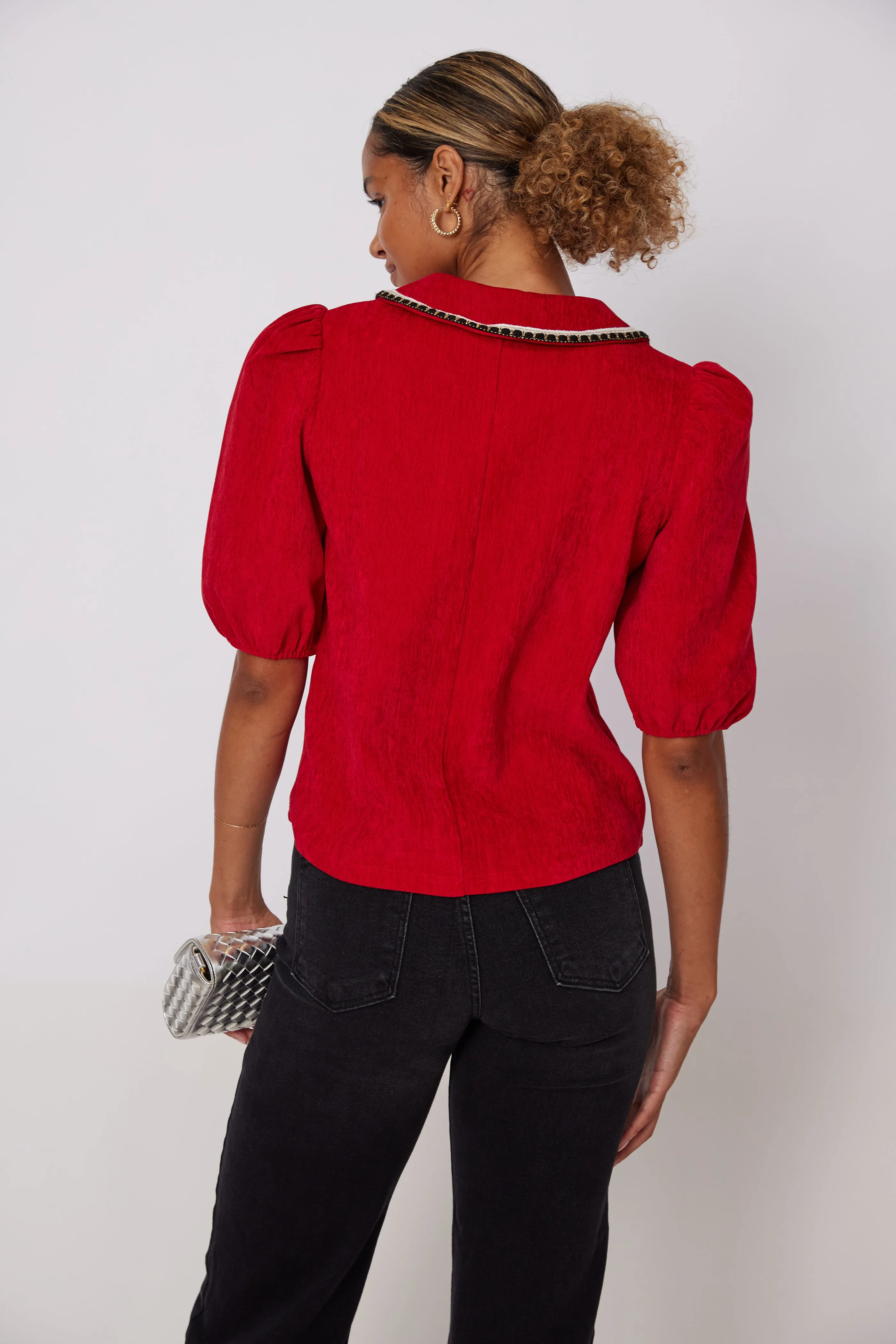 Carmen Crushed Velvet Collared Top sold by fab'rik product image thumbnail 4
