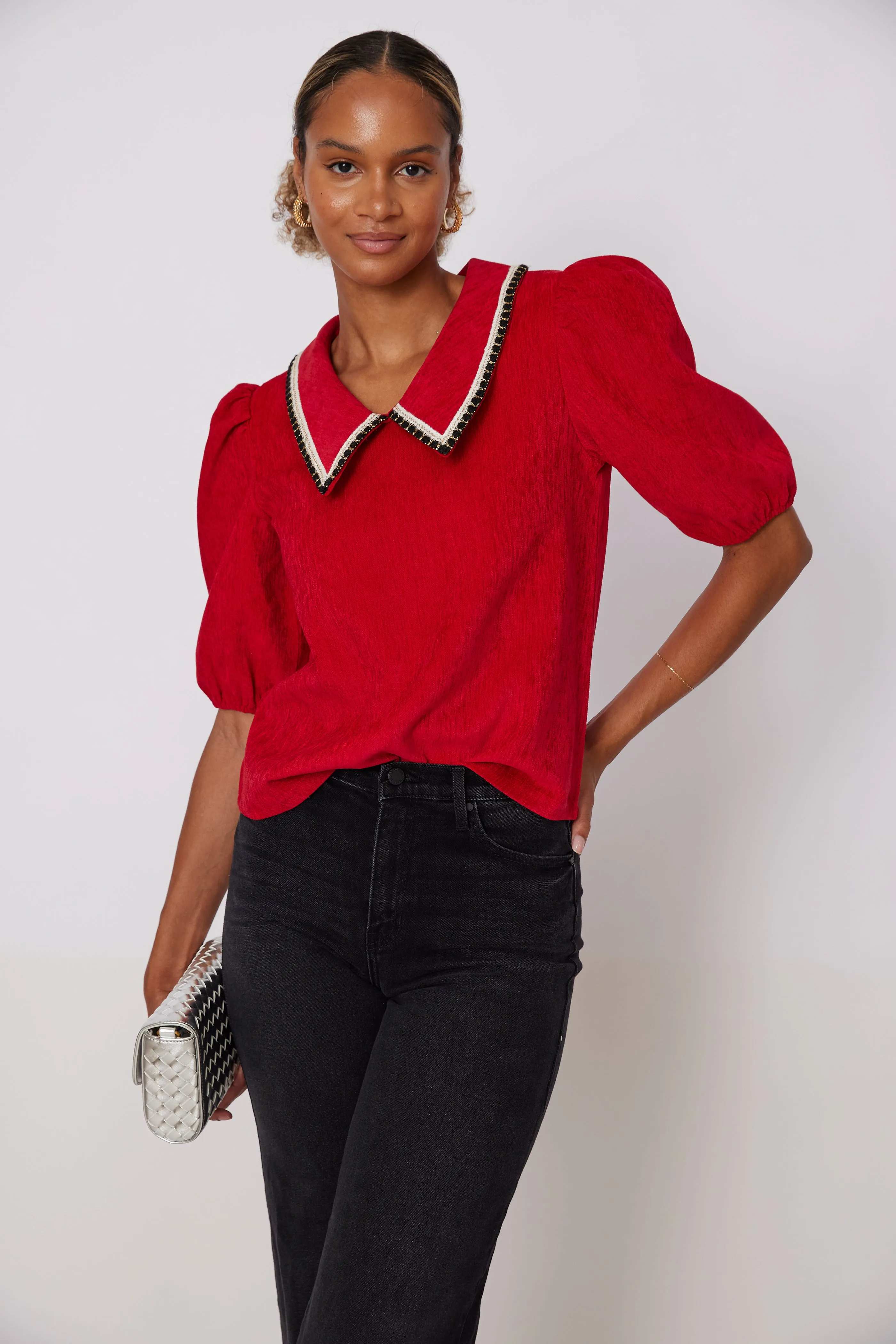 Carmen Crushed Velvet Collared Top sold by fab'rik product image thumbnail 3