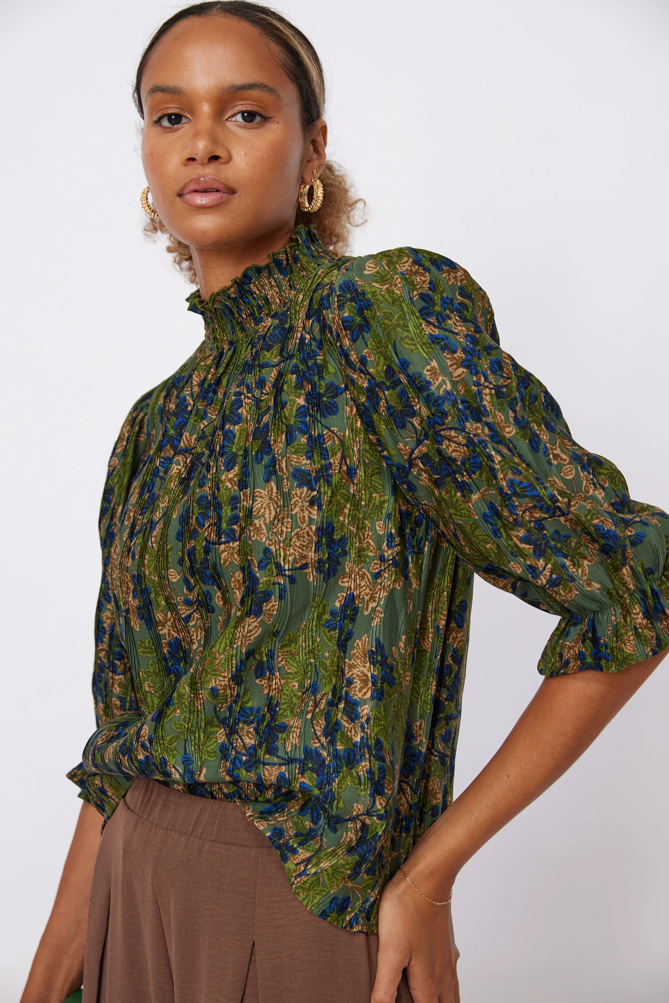 Jonas Smocked Neck Printed Top sold by fab'rik