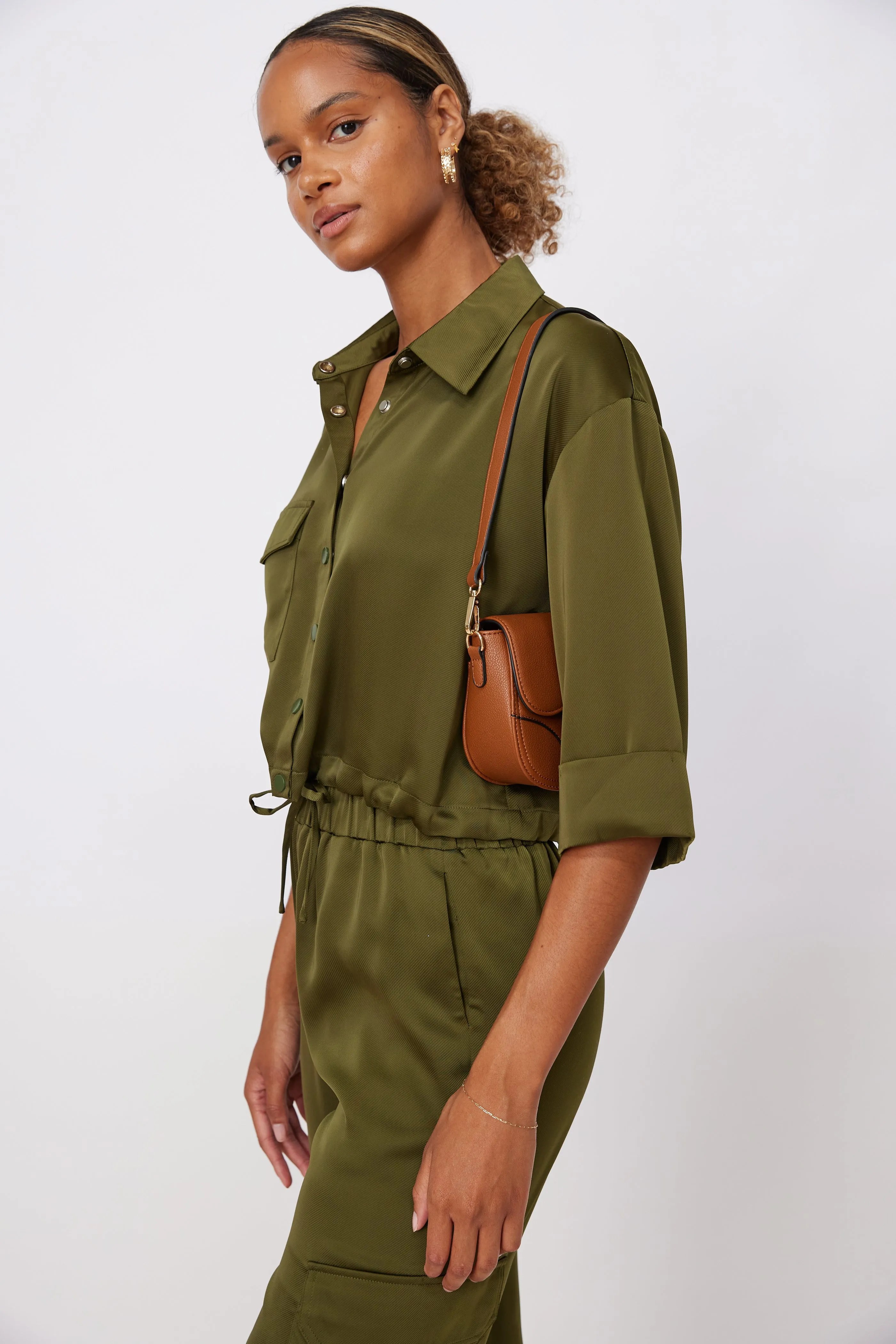 Jamal Cropped Button Up Top sold by fab'rik