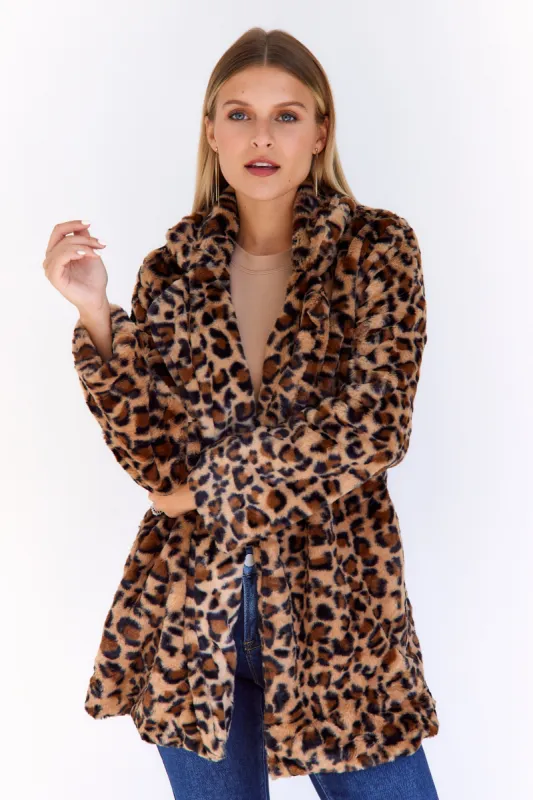 SALE - Kendall Faux Fur Cheetah Long Coat sold by fab'rik