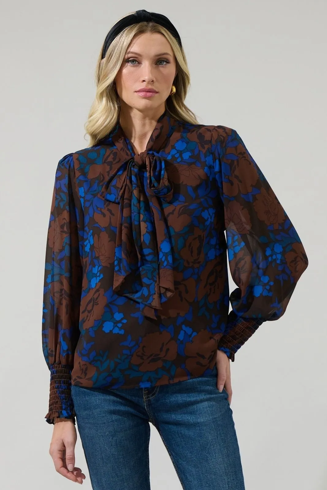 SALE - Cora Tie Neck Blouse sold by fab'rik