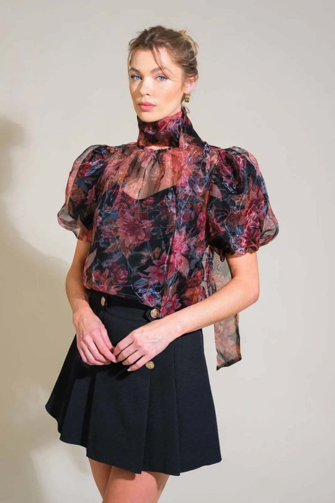 SALE - Piper Print Organza Puff Sleeve Blouse sold by fab'rik product image thumbnail 3