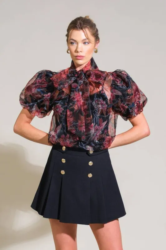 SALE - Piper Print Organza Puff Sleeve Blouse sold by fab'rik