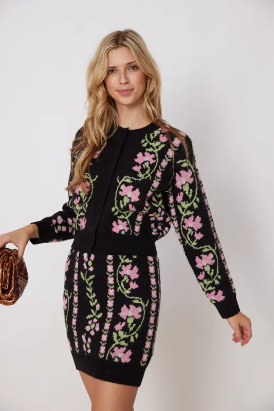 SALE - Cecilia Floral Mini Knit Skirt sold by fab'rik