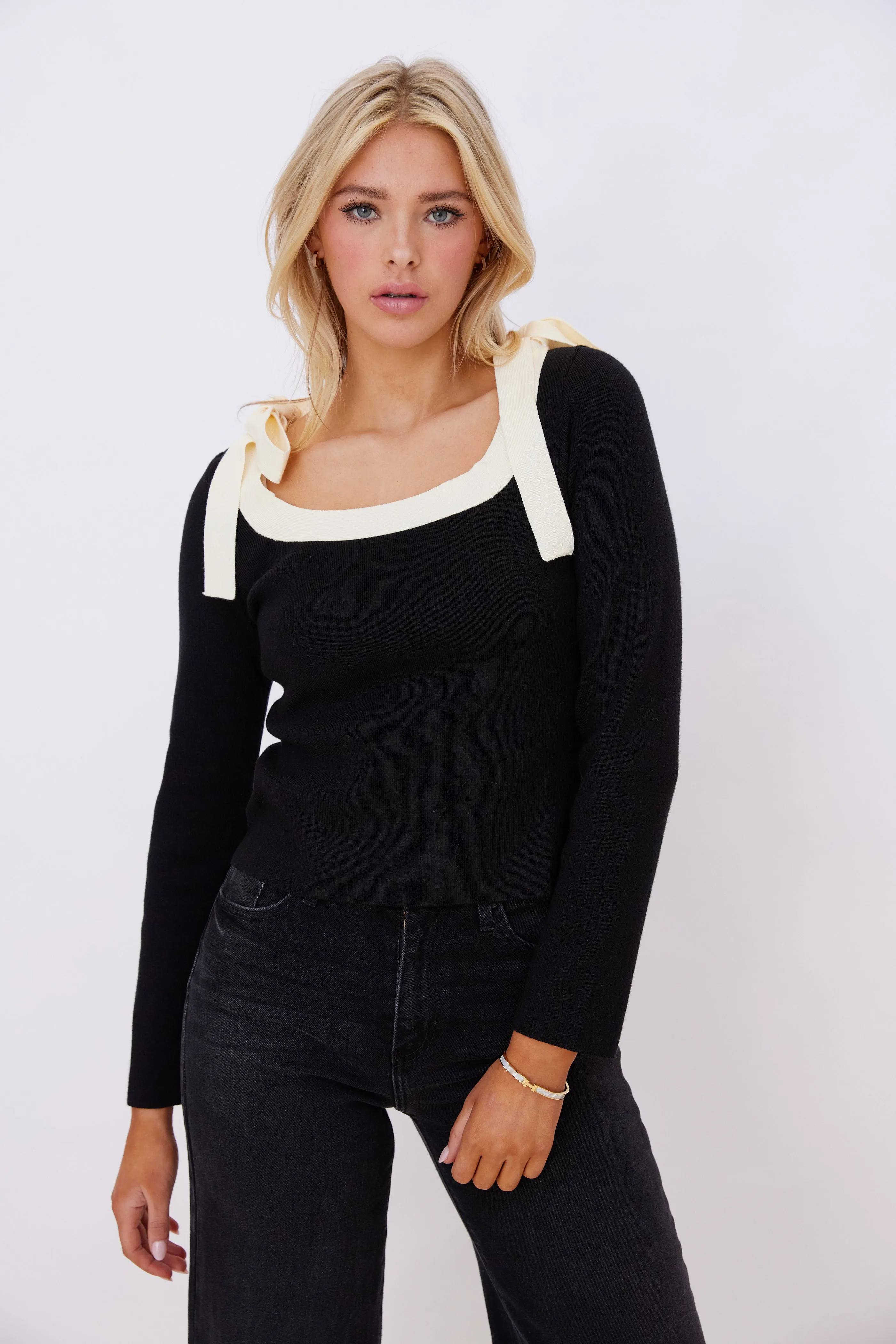 SALE - Brady Bow Detail Knit Top sold by fab'rik