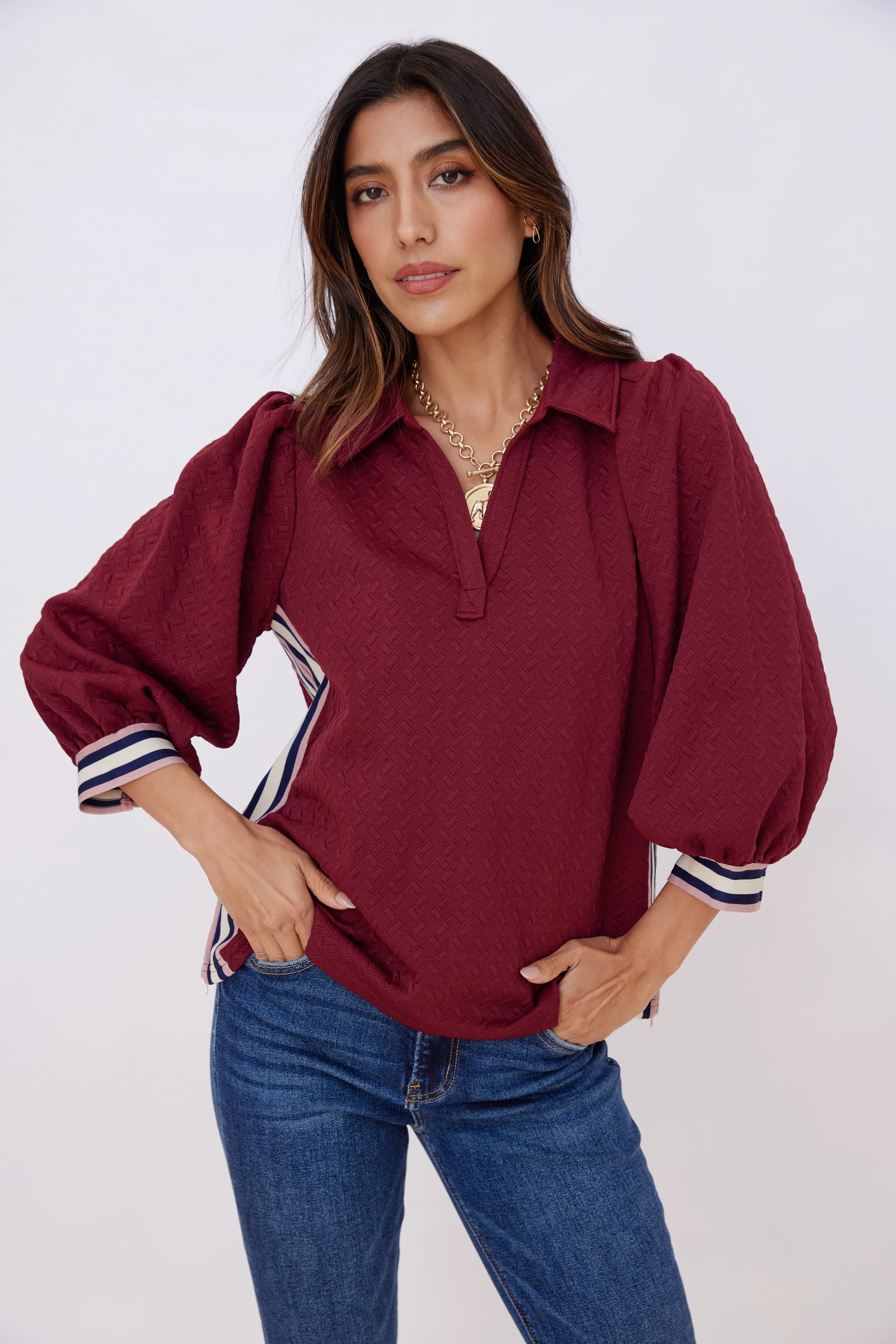 SALE - Cassie Track Stripe Knit Top sold by fab'rik