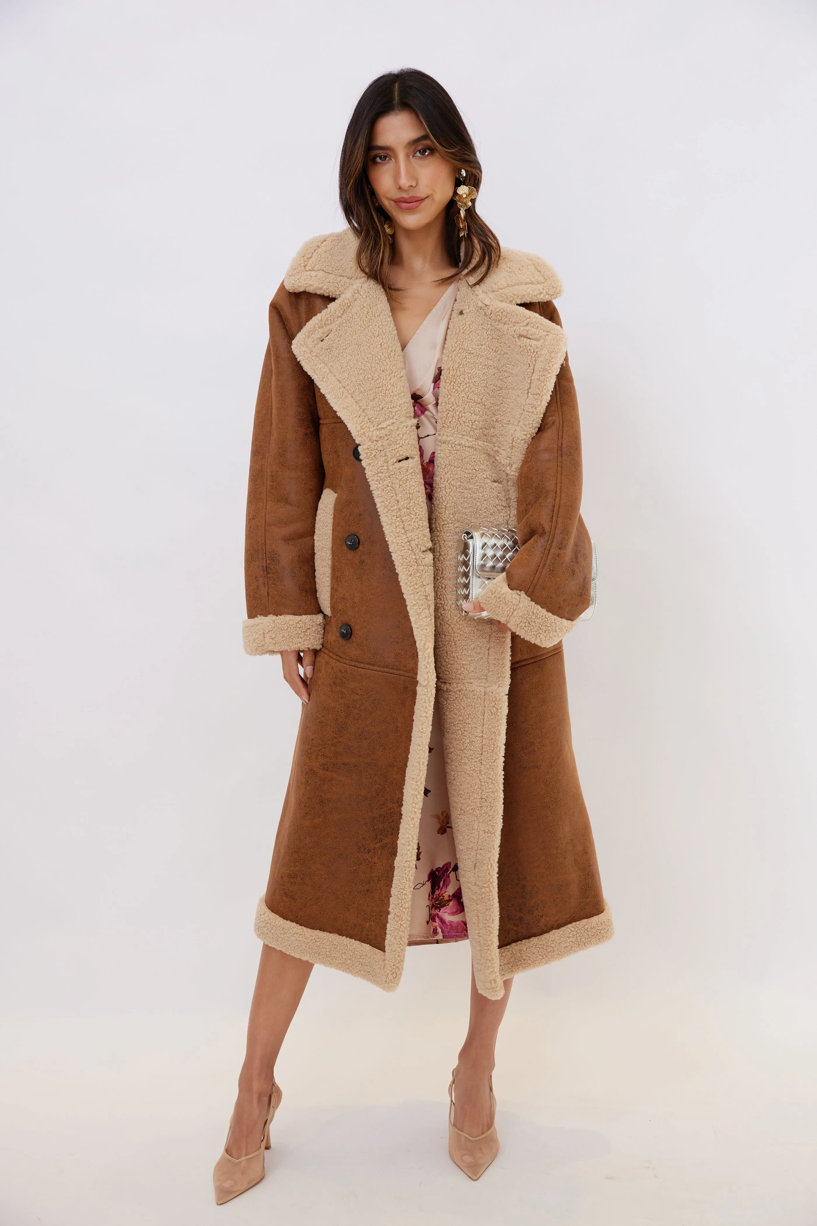 SALE - Jackson Faux Leather Sherpa Long Coat sold by fab'rik