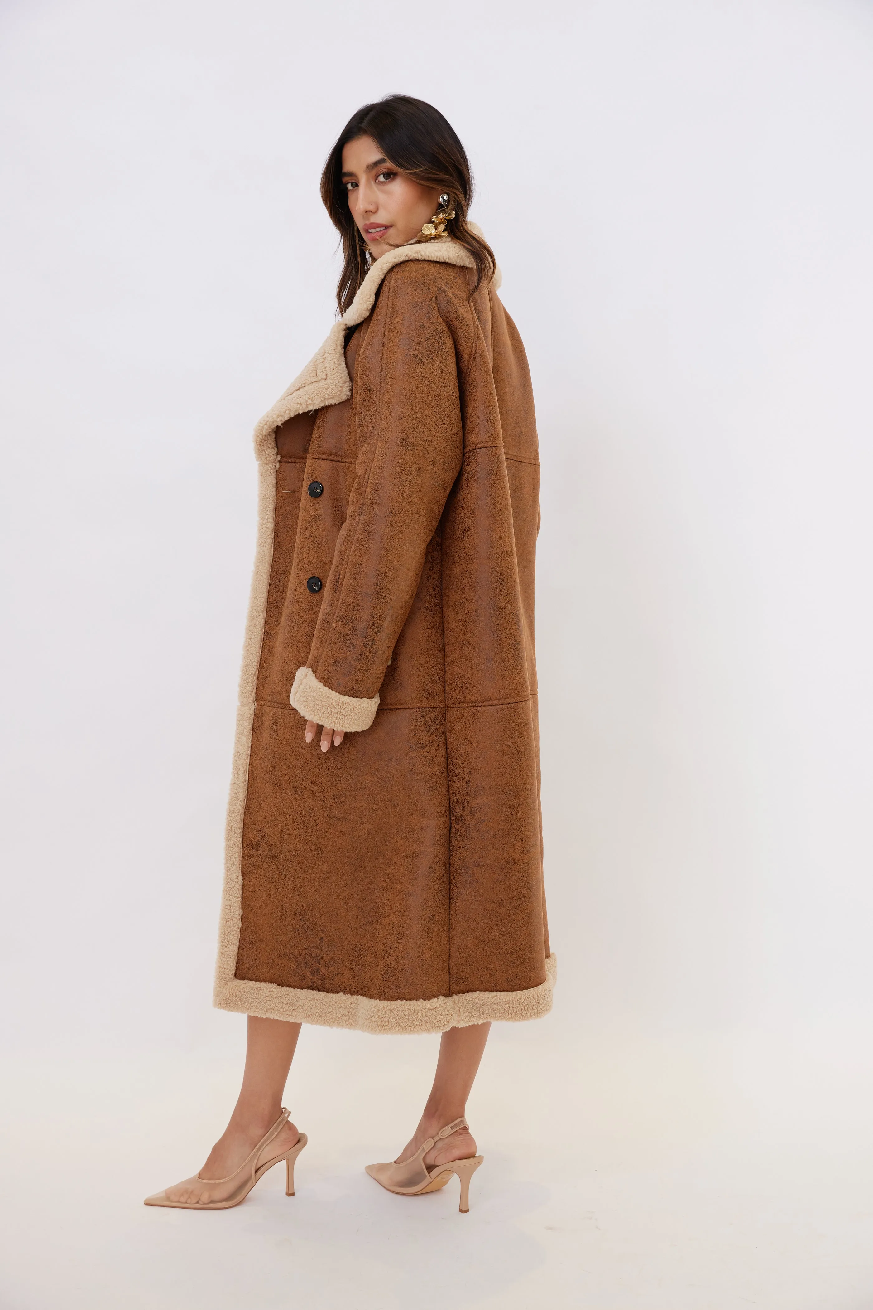 SALE - Jackson Faux Leather Sherpa Long Coat sold by fab'rik product image thumbnail 4