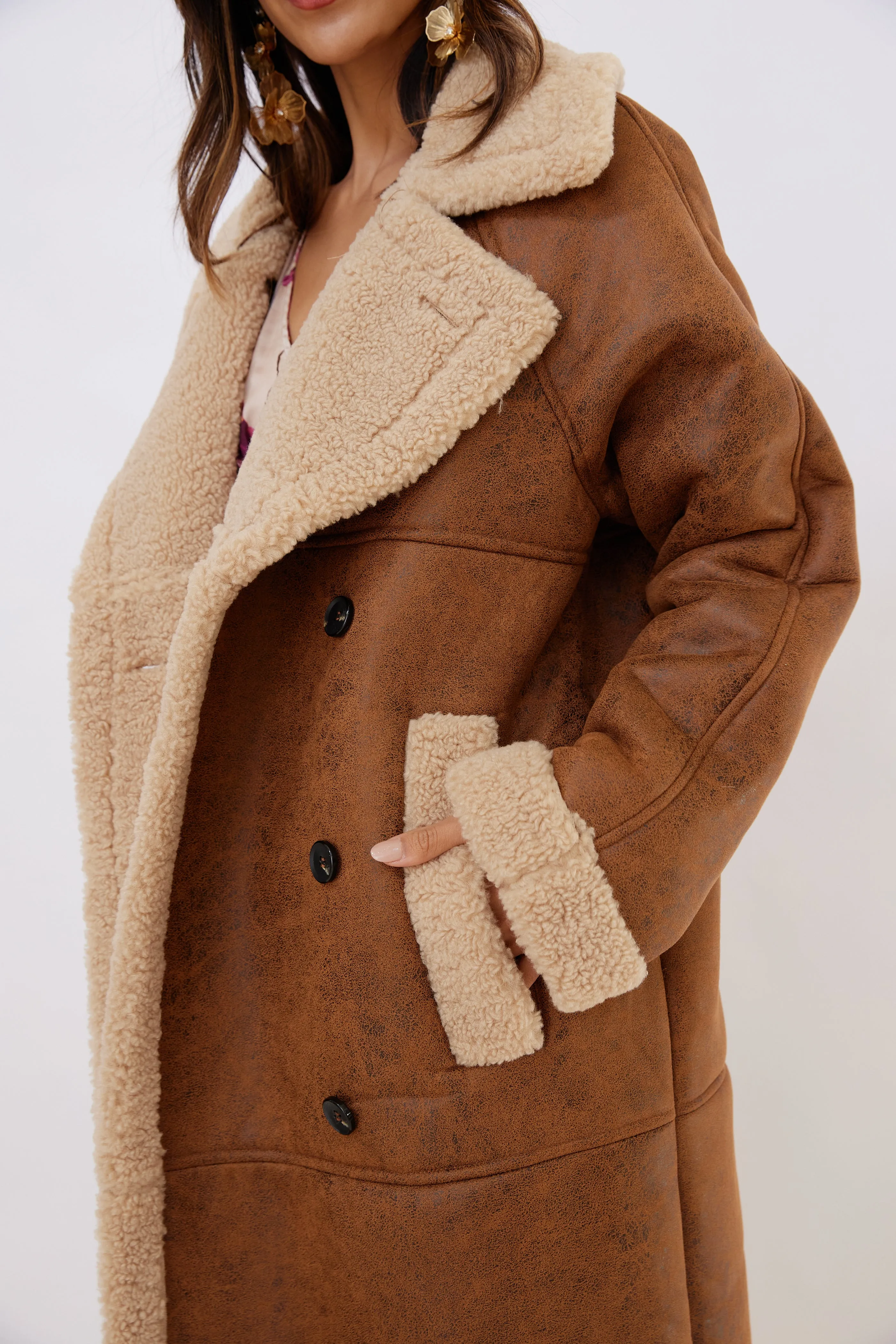 SALE - Jackson Faux Leather Sherpa Long Coat sold by fab'rik product image thumbnail 2