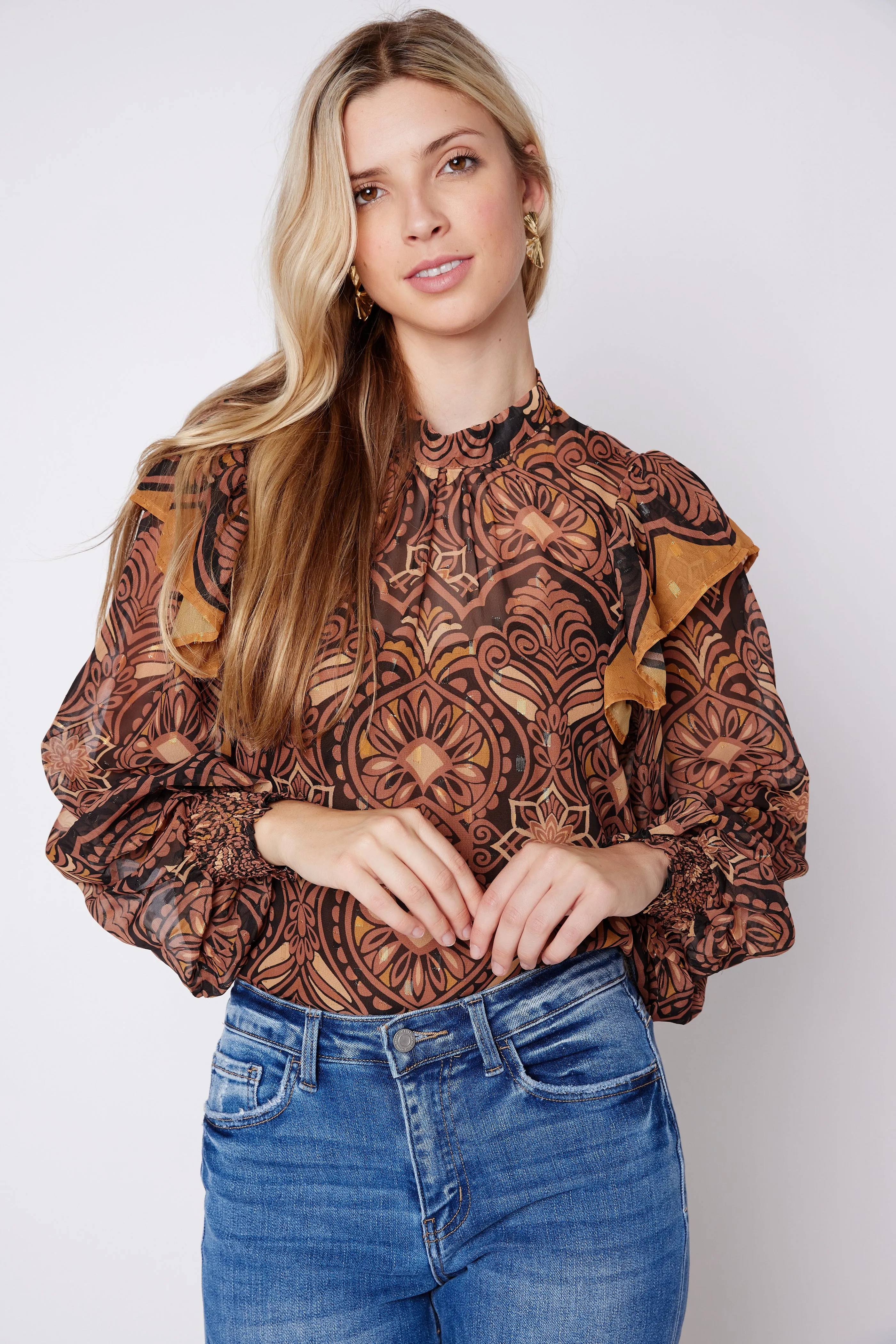 SALE - Bowen Printed Ruffle Sleeve Blouse sold by fab'rik product image thumbnail 4