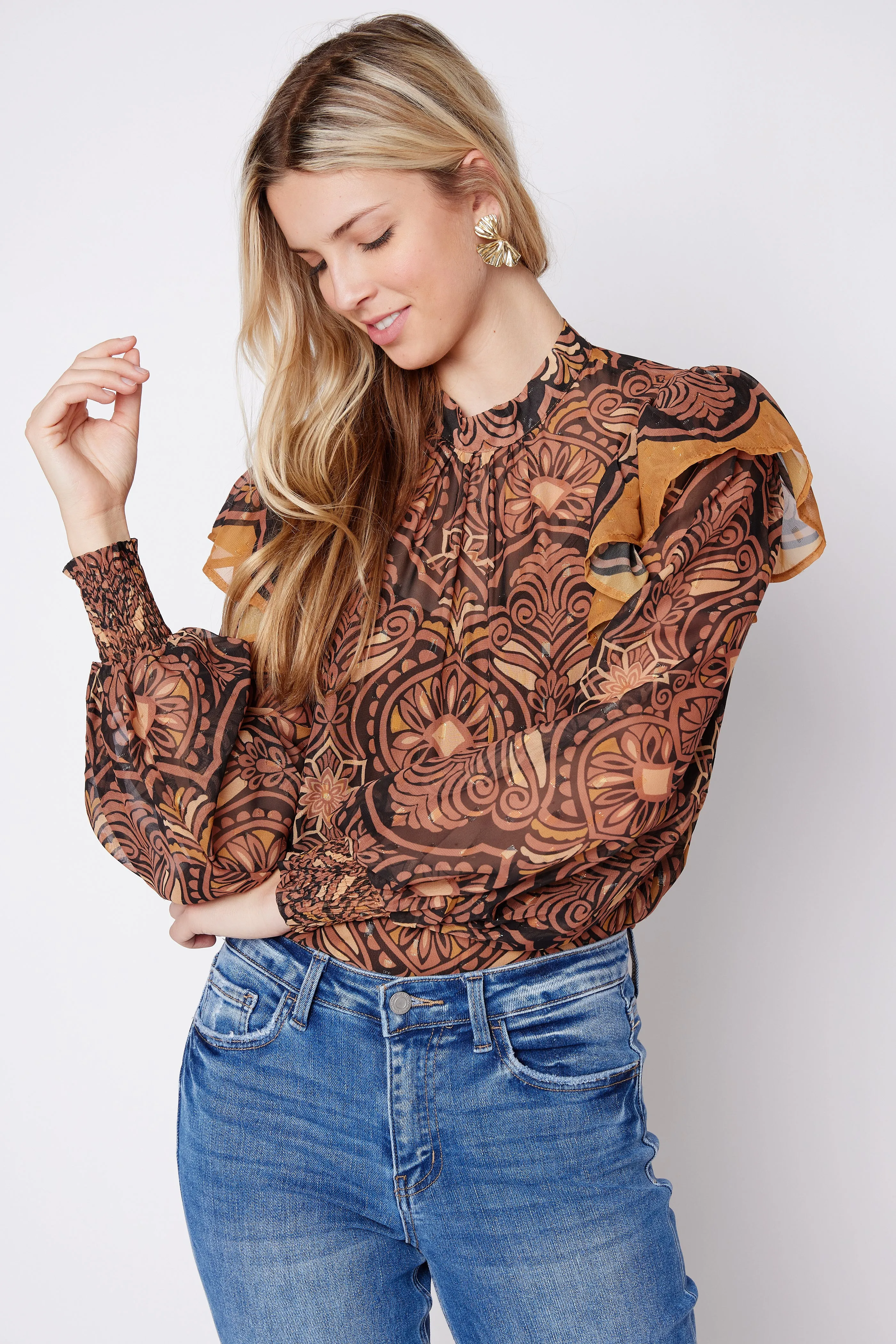 SALE - Bowen Printed Ruffle Sleeve Blouse sold by fab'rik product image thumbnail 2