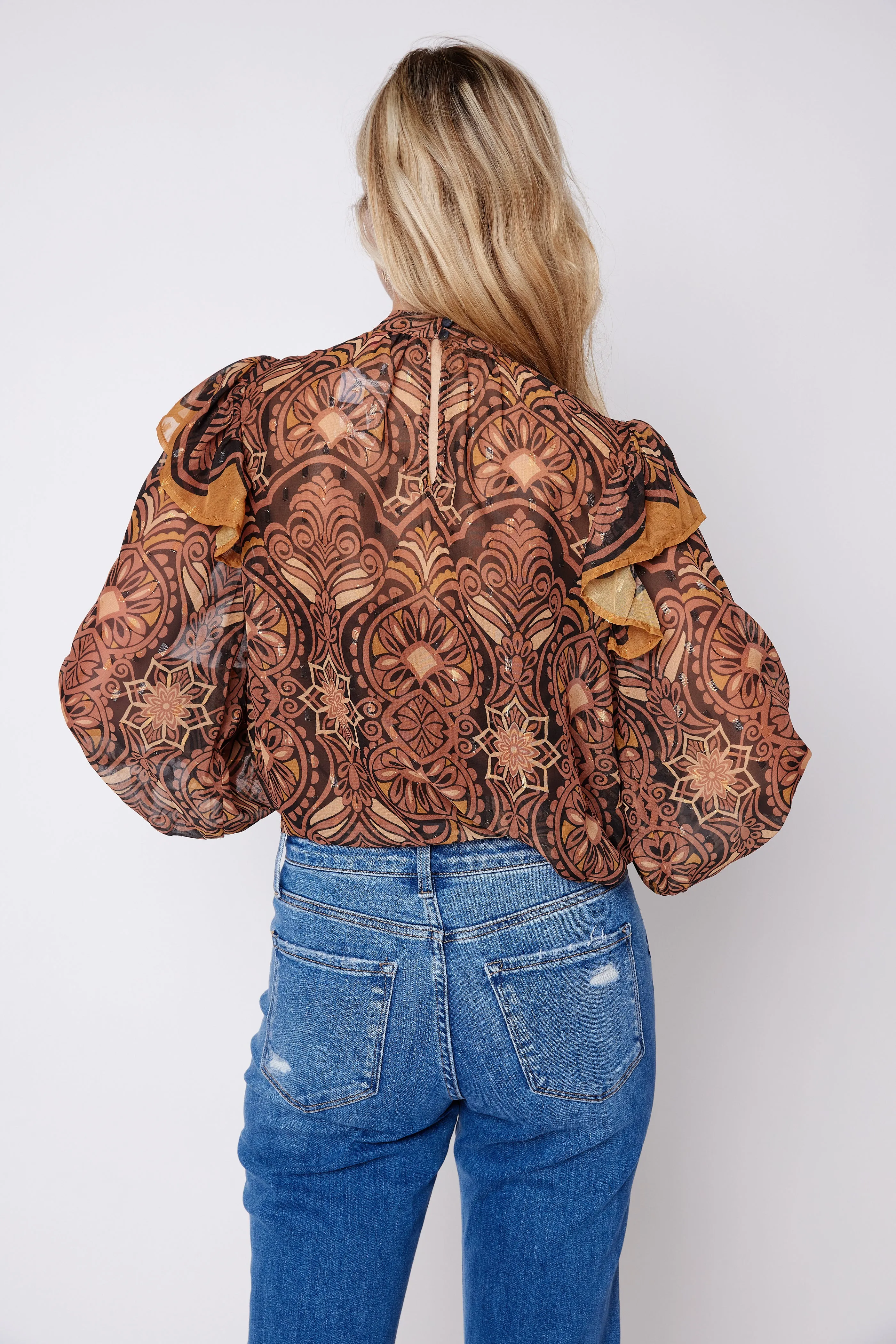 SALE - Bowen Printed Ruffle Sleeve Blouse sold by fab'rik product image thumbnail 3